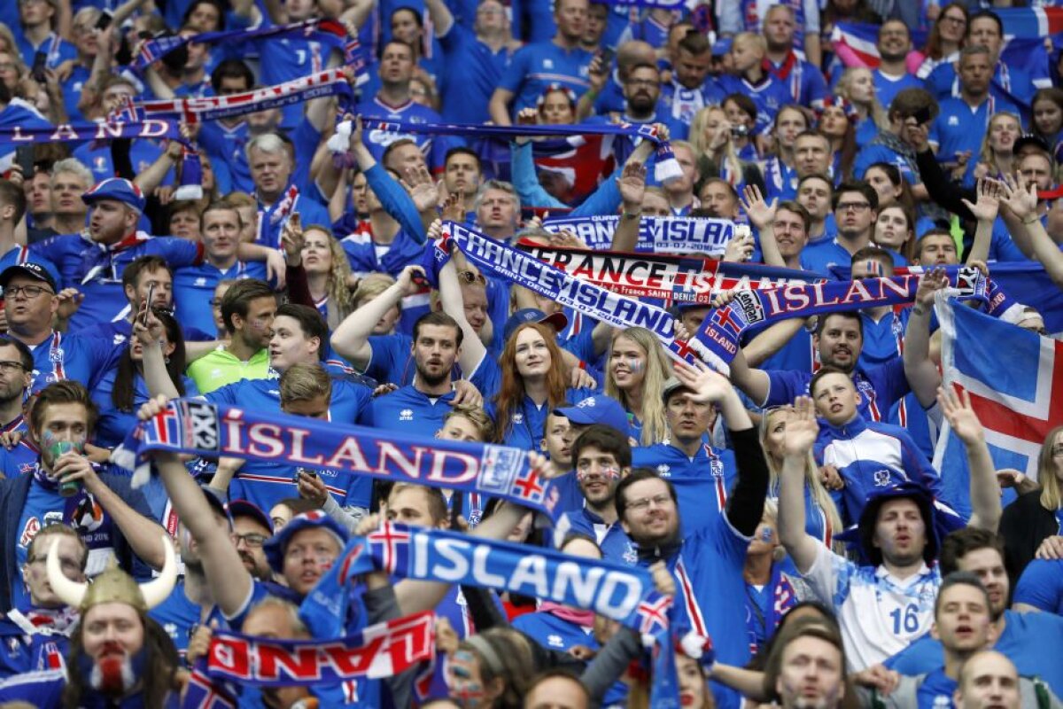 9 imagini SENZAȚIONALE! Suporterii Islandei au creat o atmosferă fantastică împotriva Franței + Un superantrenor a văzut meciul de pe stadion