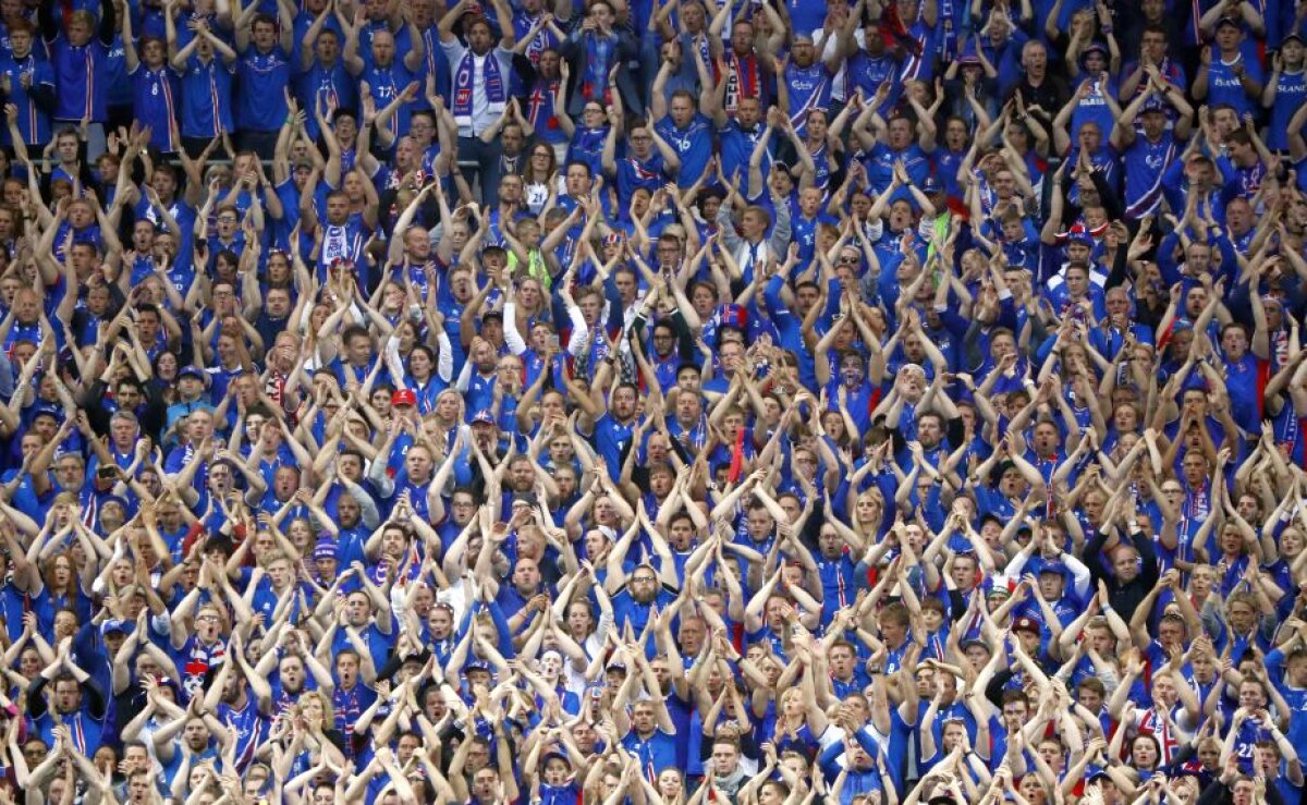 9 imagini SENZAȚIONALE! Suporterii Islandei au creat o atmosferă fantastică împotriva Franței + Un superantrenor a văzut meciul de pe stadion