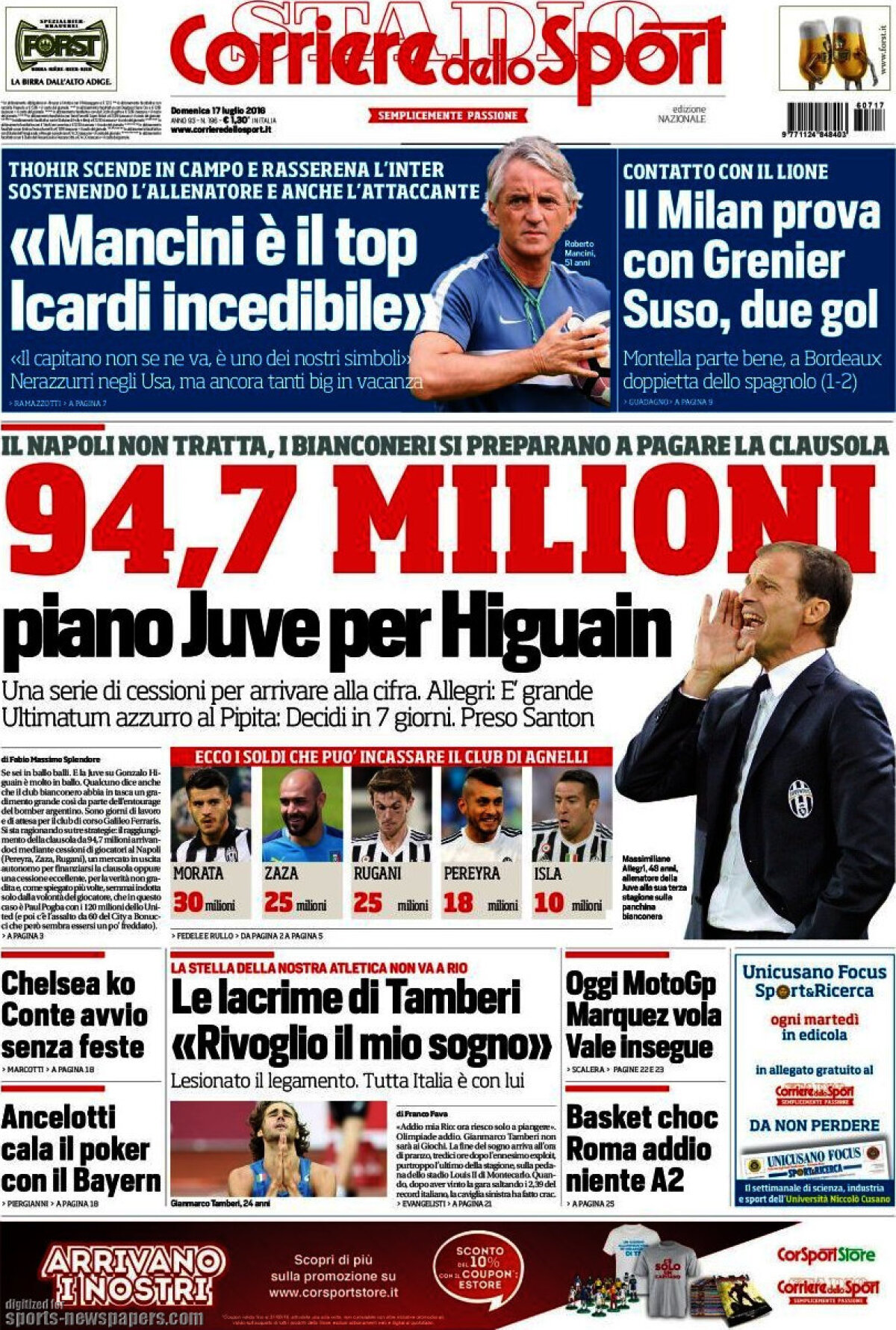 Ce scriu azi ziarele de sport din lume (17 iulie 2016)