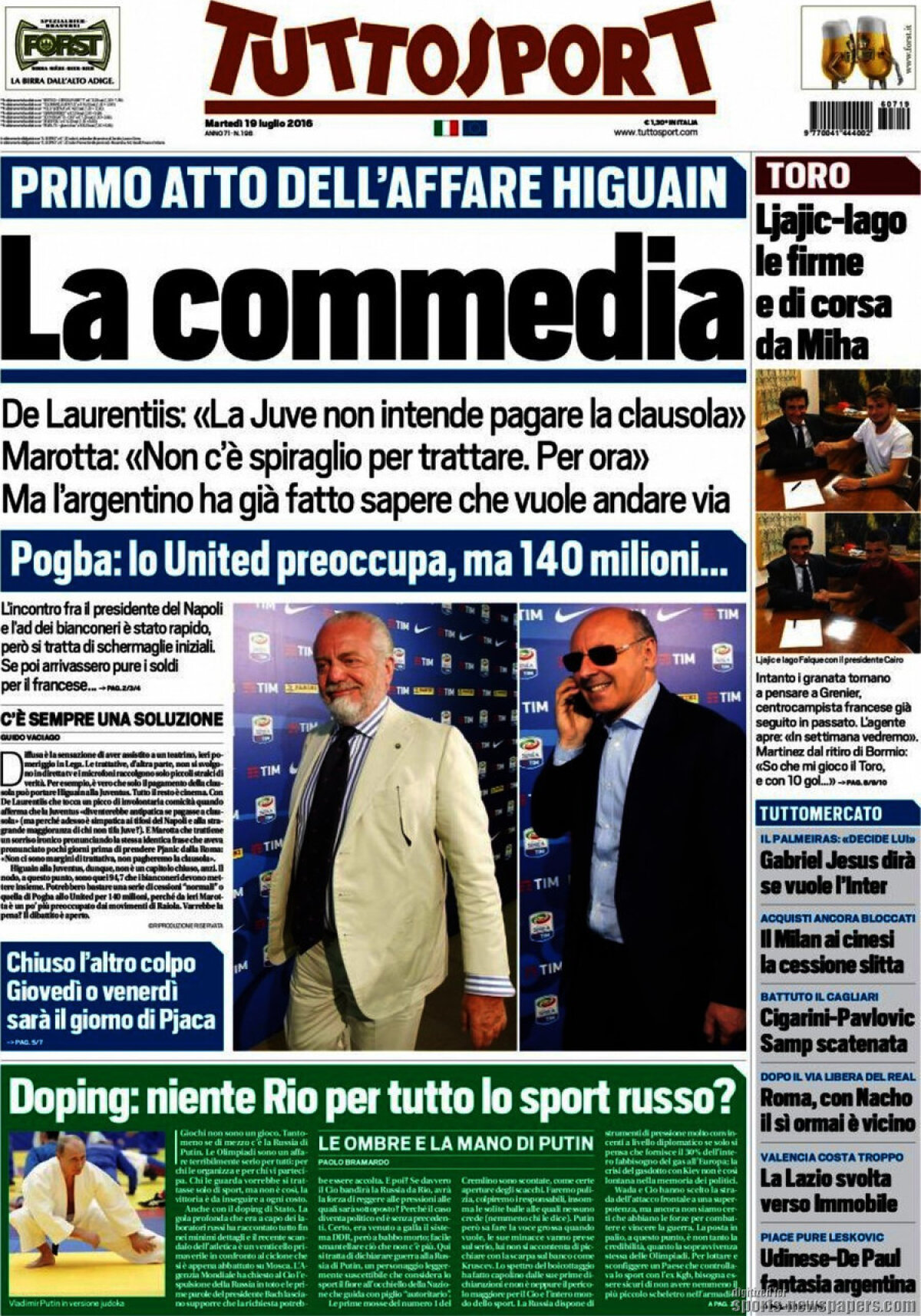 Ce scriu azi ziarele de sport din lume (19 iulie 2016)