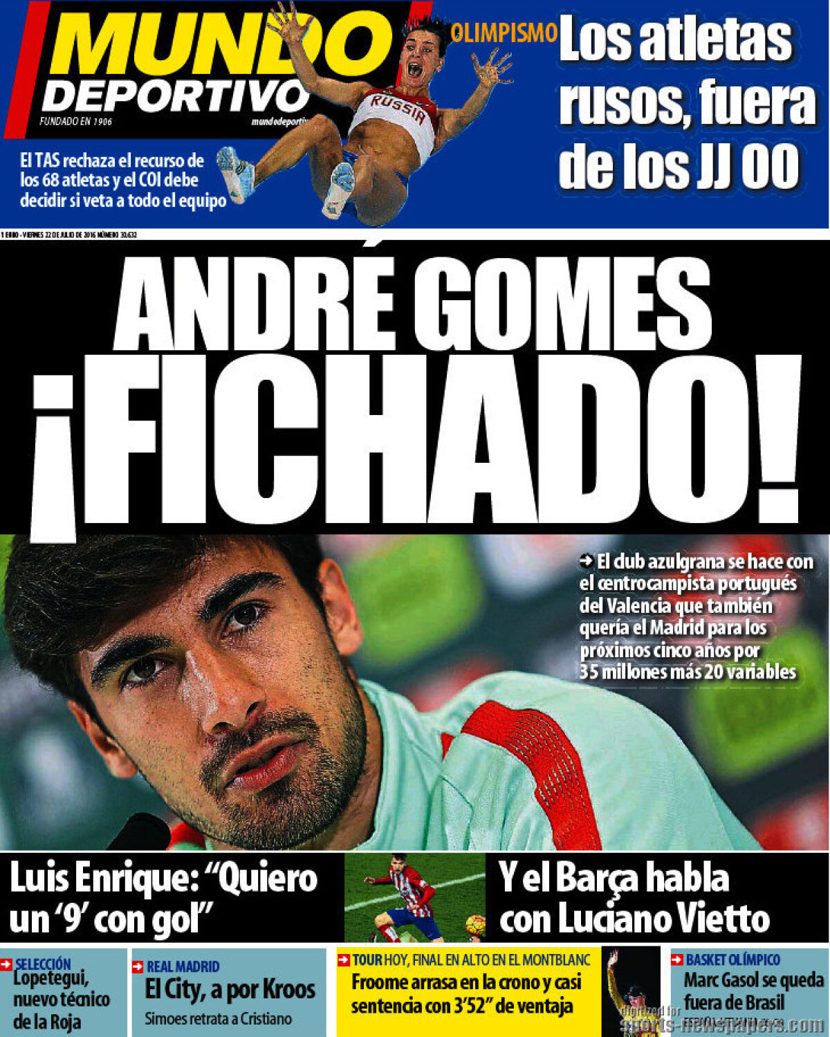 Ce scriu azi ziarele de sport din lume (22 iulie 2016)