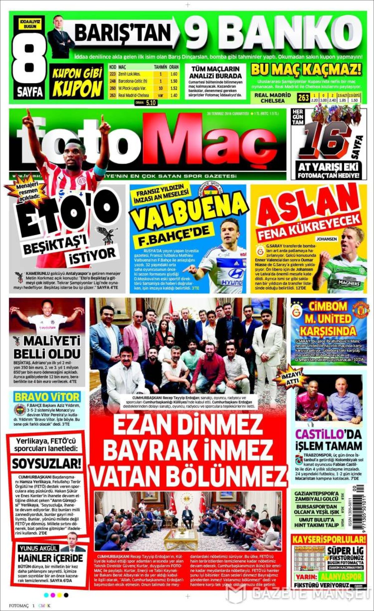 Ce scriu azi ziarele de sport din lume (30 iulie 2016)