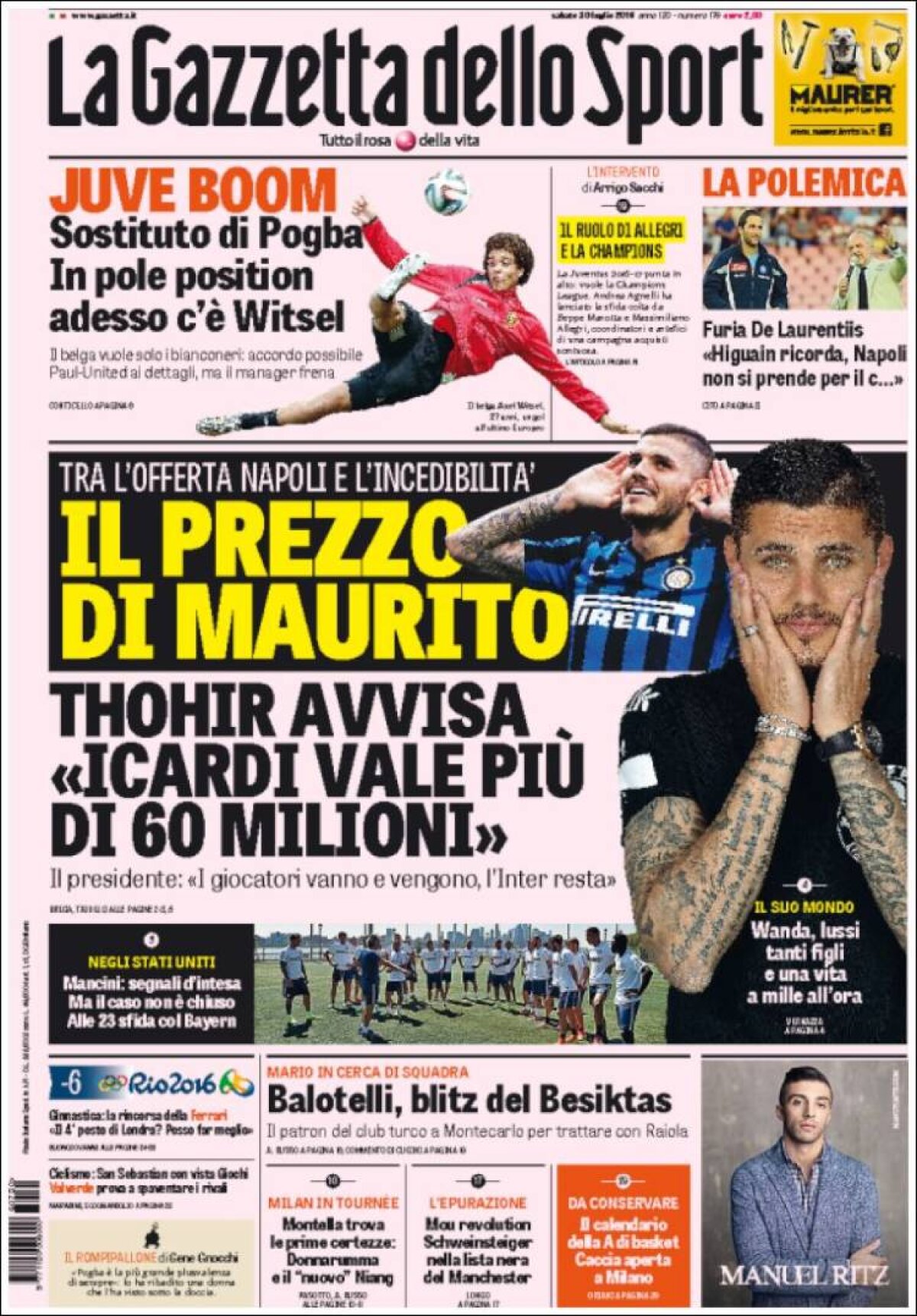 Ce scriu azi ziarele de sport din lume (30 iulie 2016)