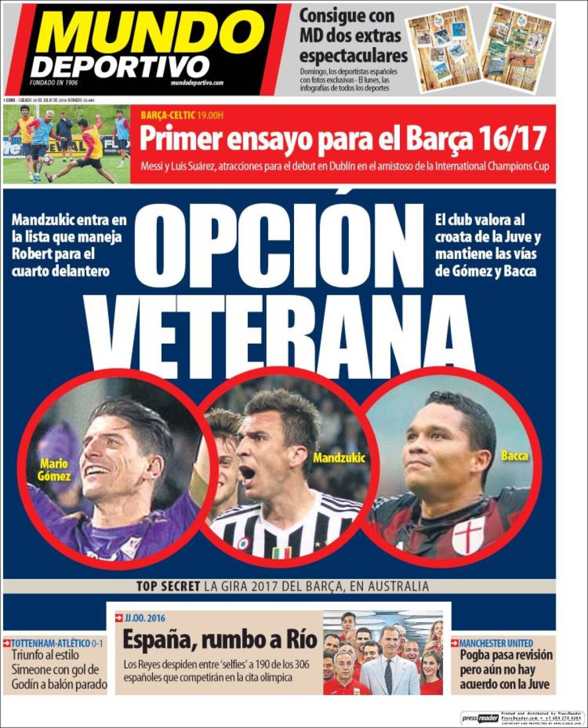 Ce scriu azi ziarele de sport din lume (30 iulie 2016)