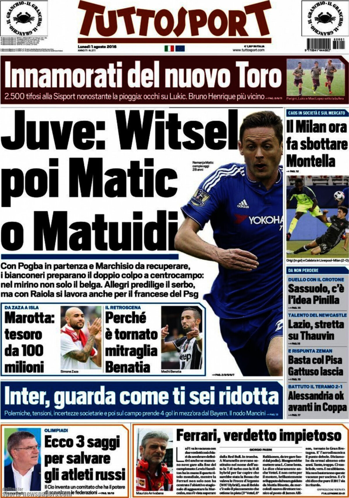 Ce scriu azi ziarele de sport din lume (1 august 2016)