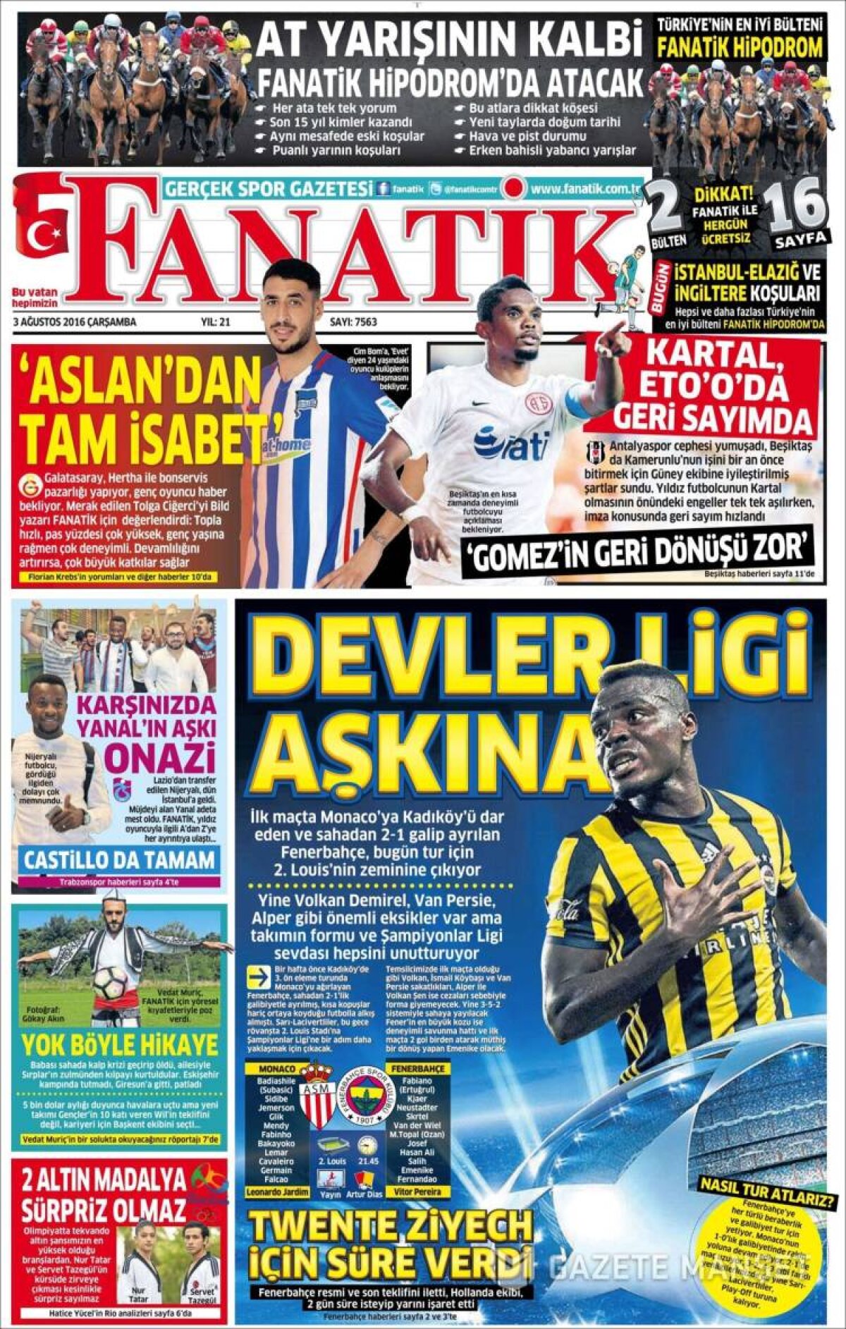 Ce scriu azi ziarele de sport din lume (3 august 2016)