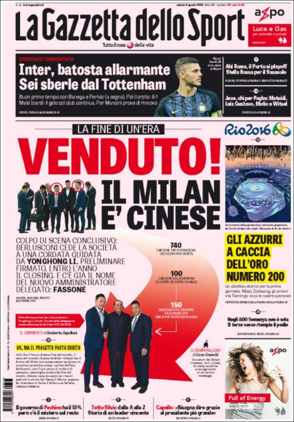 Ce scriu azi ziarele de sport din lume (6 august 2016)