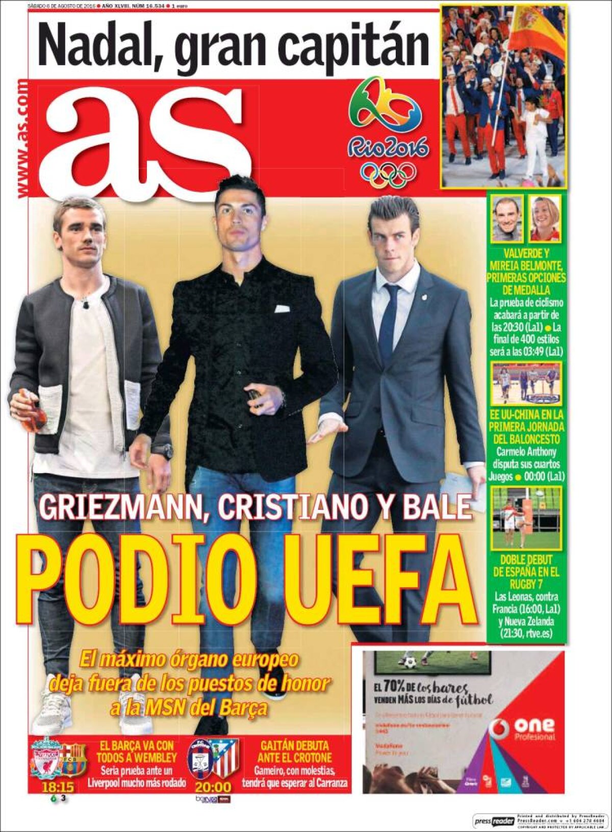 Ce scriu azi ziarele de sport din lume (6 august 2016)