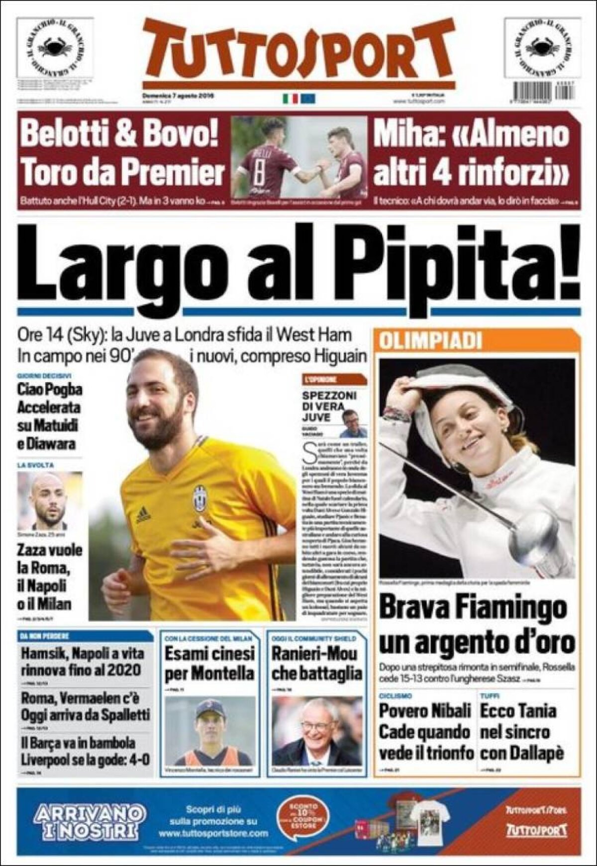 Ce scriu azi ziarele de sport din lume (7 august 2016)