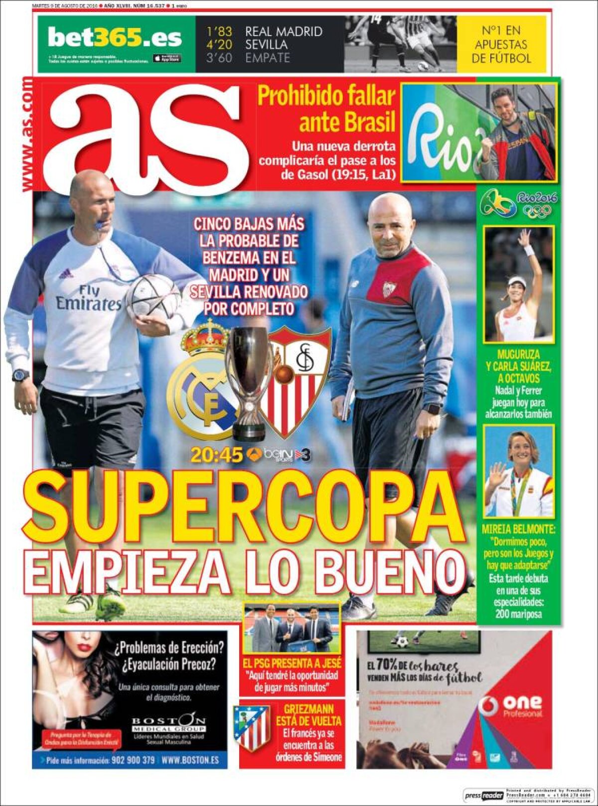 Ce scriu azi ziarele de sport din lume (9 august 2016)