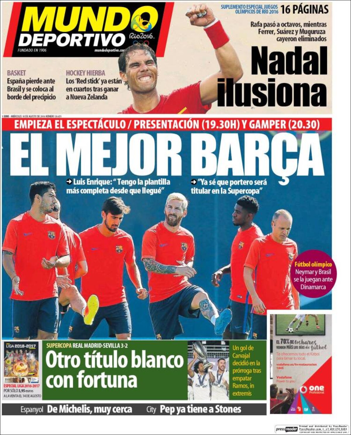 Ce scriu azi ziarele de sport din lume (10 august 2016)