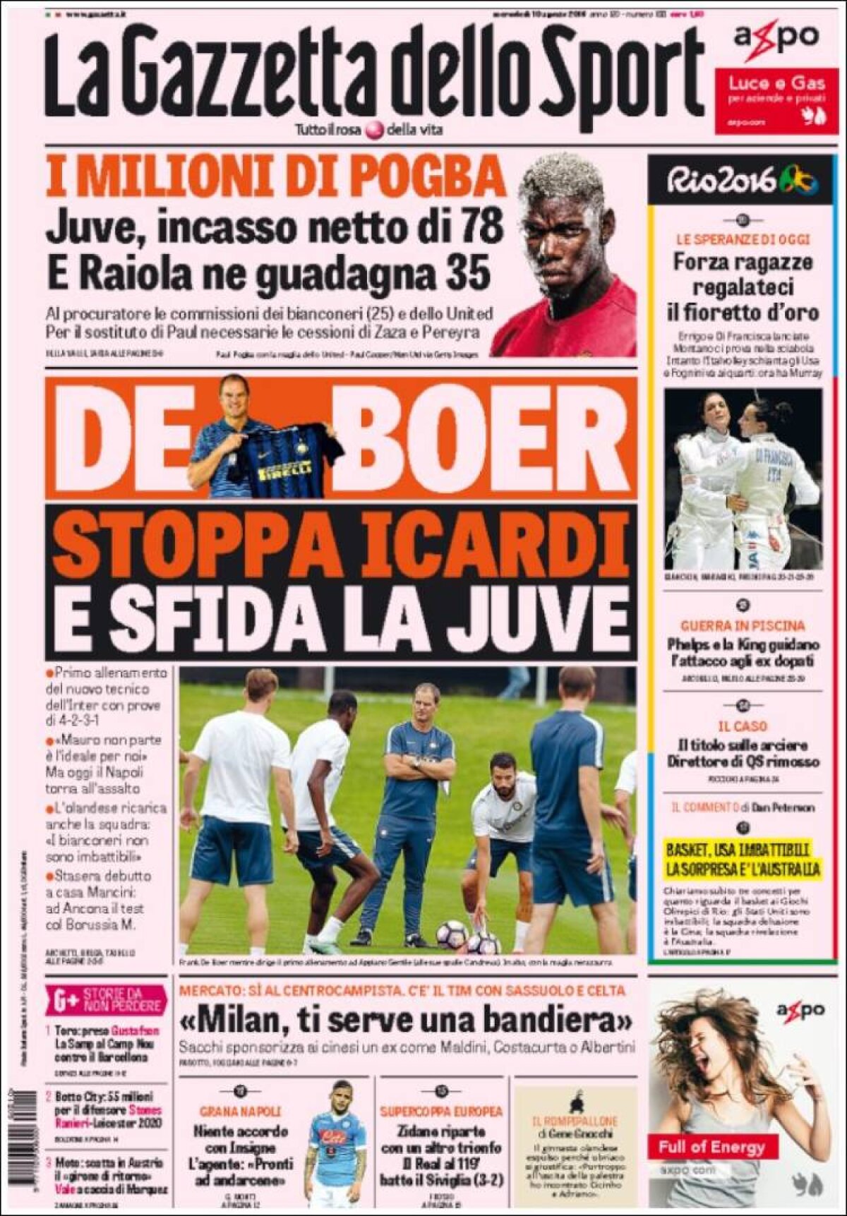 Ce scriu azi ziarele de sport din lume (10 august 2016)