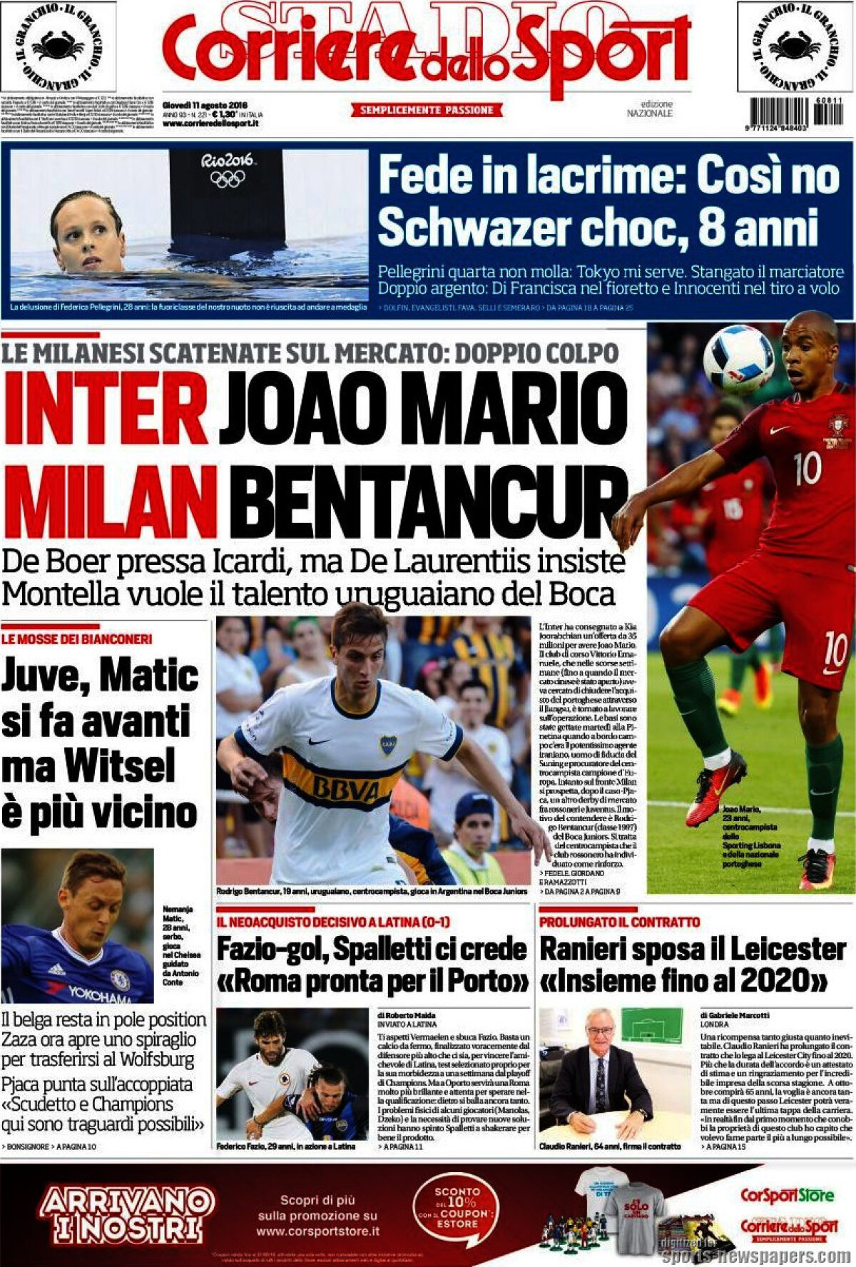 Ce scriu azi ziarele de sport din lume (11 august 2016)