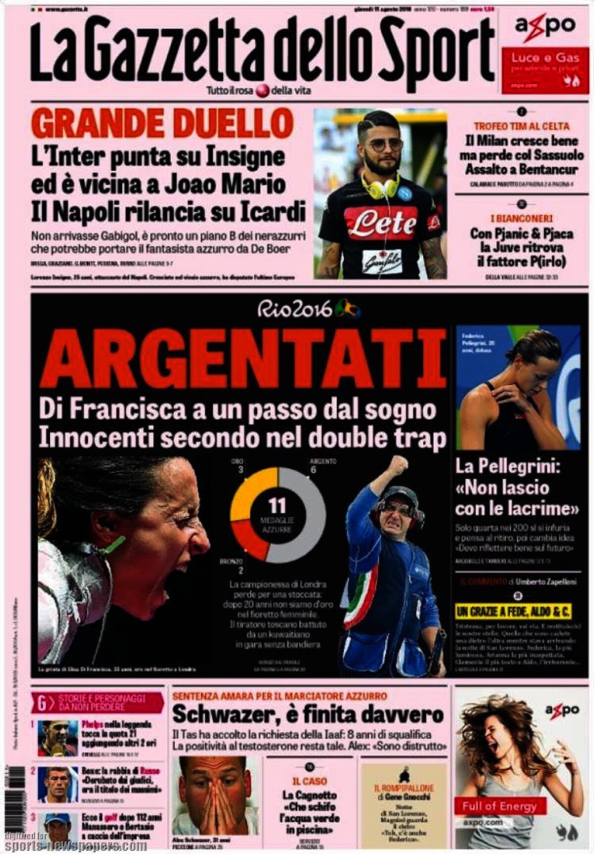 Ce scriu azi ziarele de sport din lume (11 august 2016)