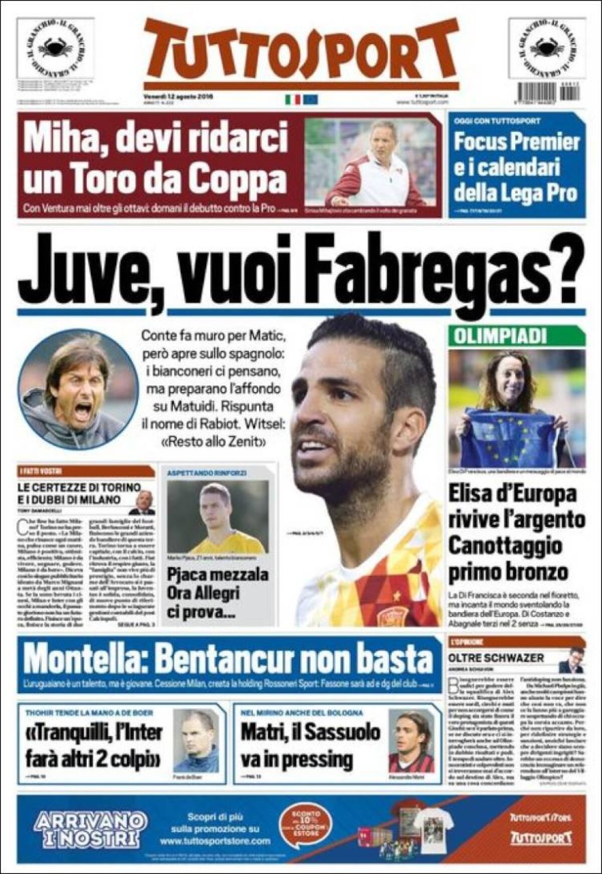 Ce scriu azi ziarele de sport din lume (12 august 2016)