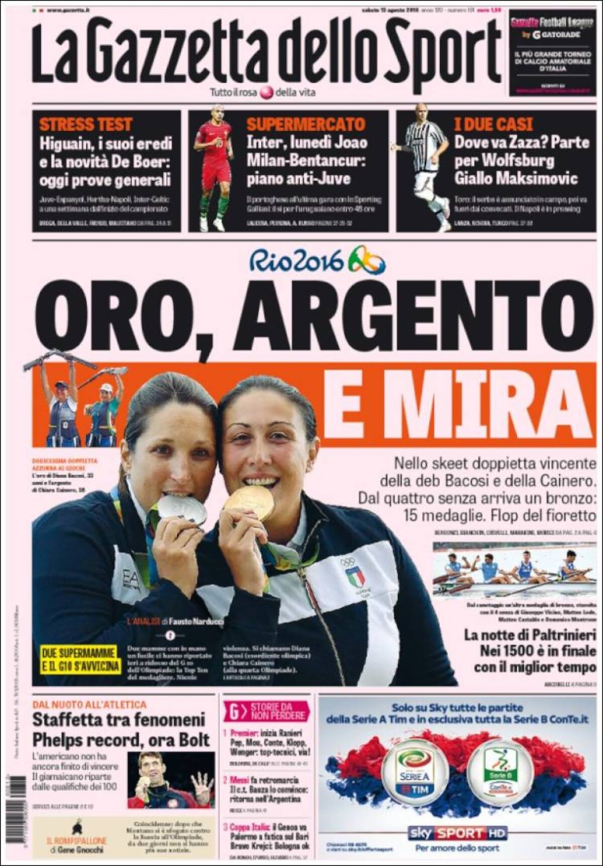 Ce scriu azi ziarele de sport din lume (13 august 2016)