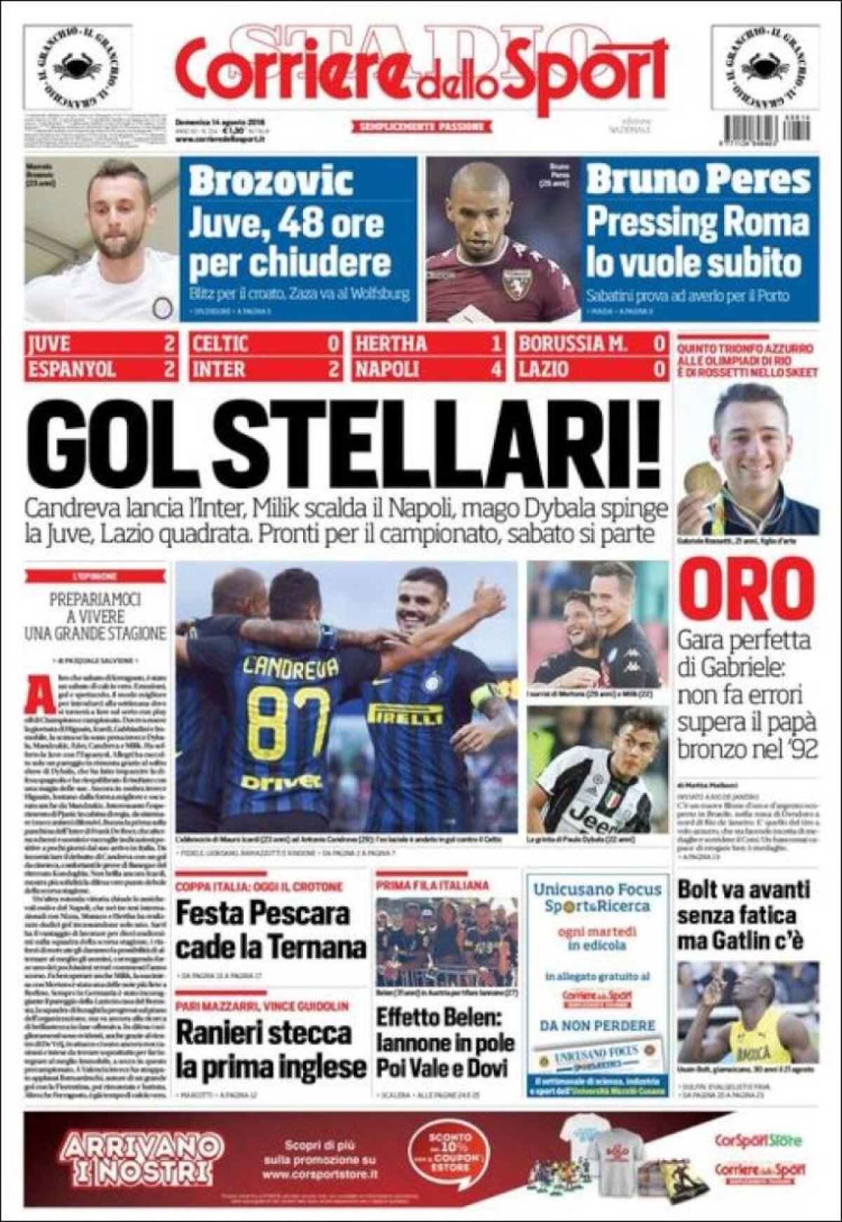 Ce scriu azi ziarele de sport din lume (14 august 2016)