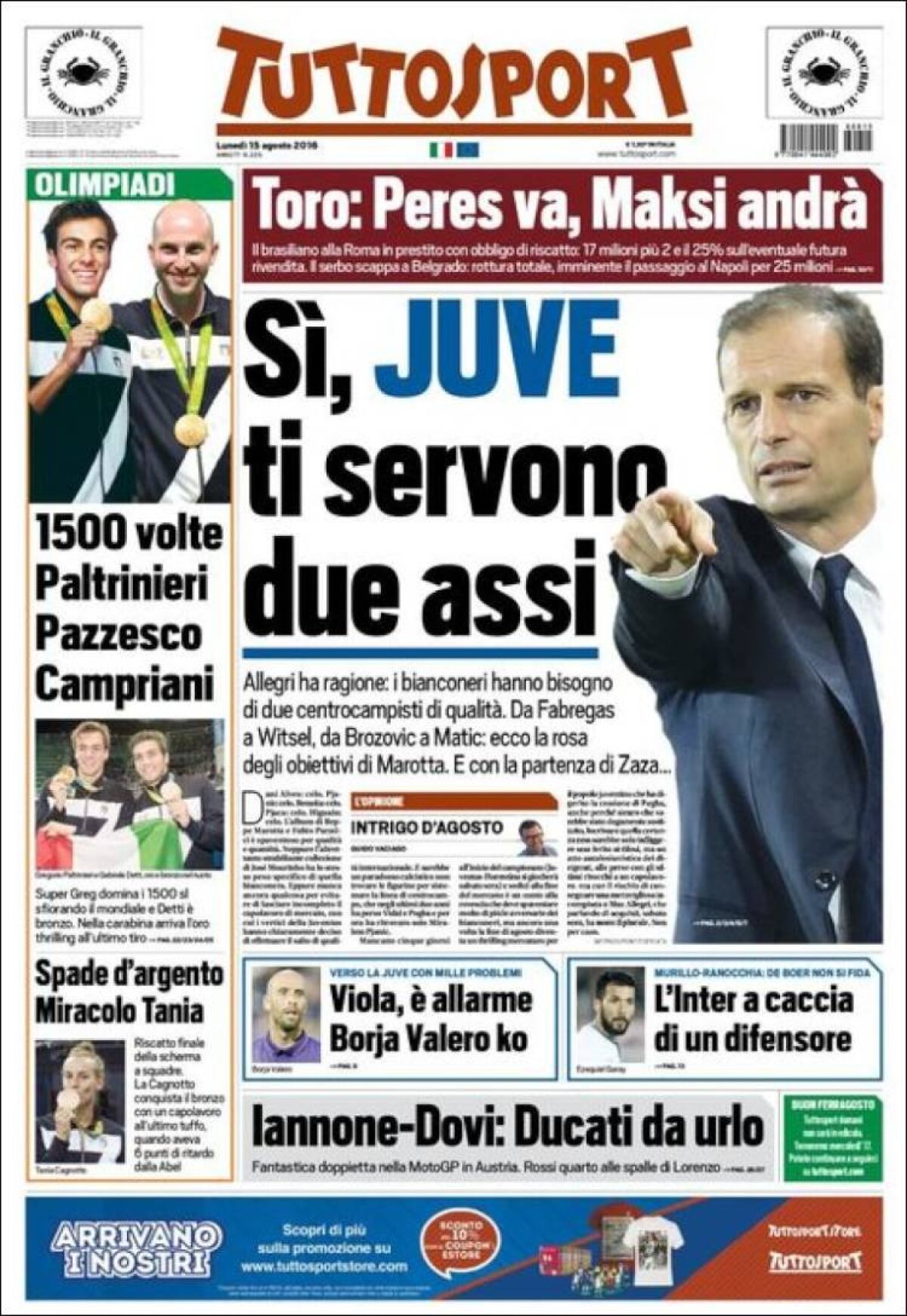 Ce scriu azi ziarele de sport din lume (15 august 2016)