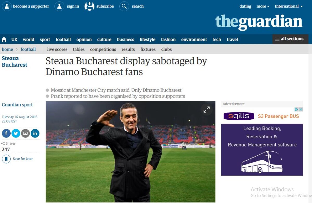 Umilința aplicată Stelei de suporterii lui Dinamo a făcut înconjurul lumii » Ce scrie presa internațională