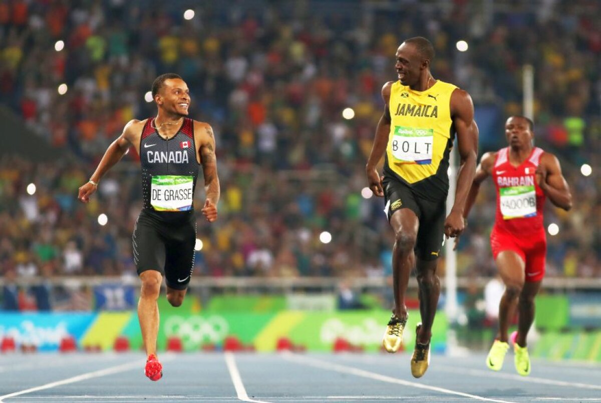 FOTO Moment genial oferit de Bolt în semifinala la 200 de metri » Jamaicanul a terminat cursa certându-și adversarul: "Ce naiba faci?"