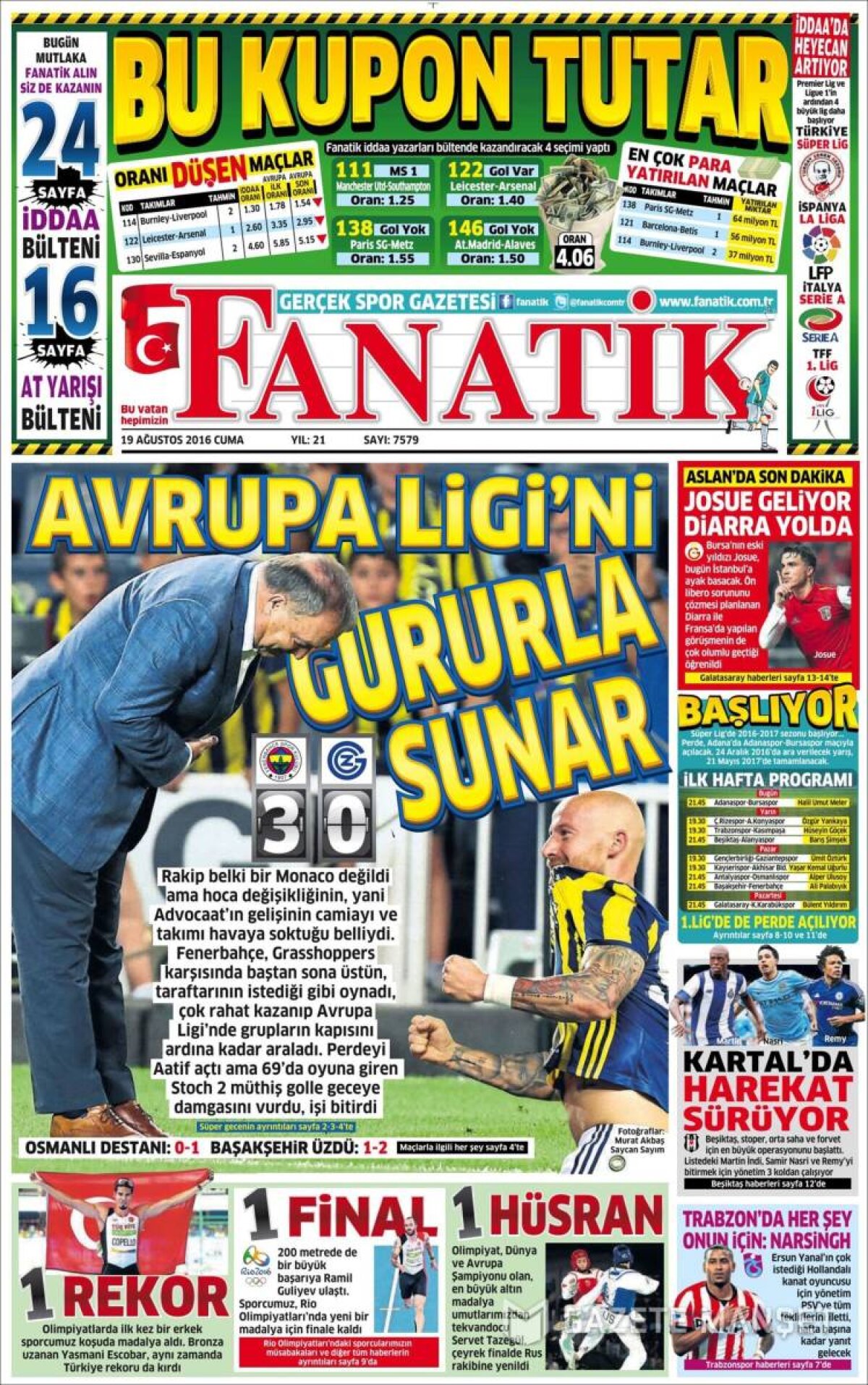 Ce scriu azi ziarele de sport din lume (19 august 2016)