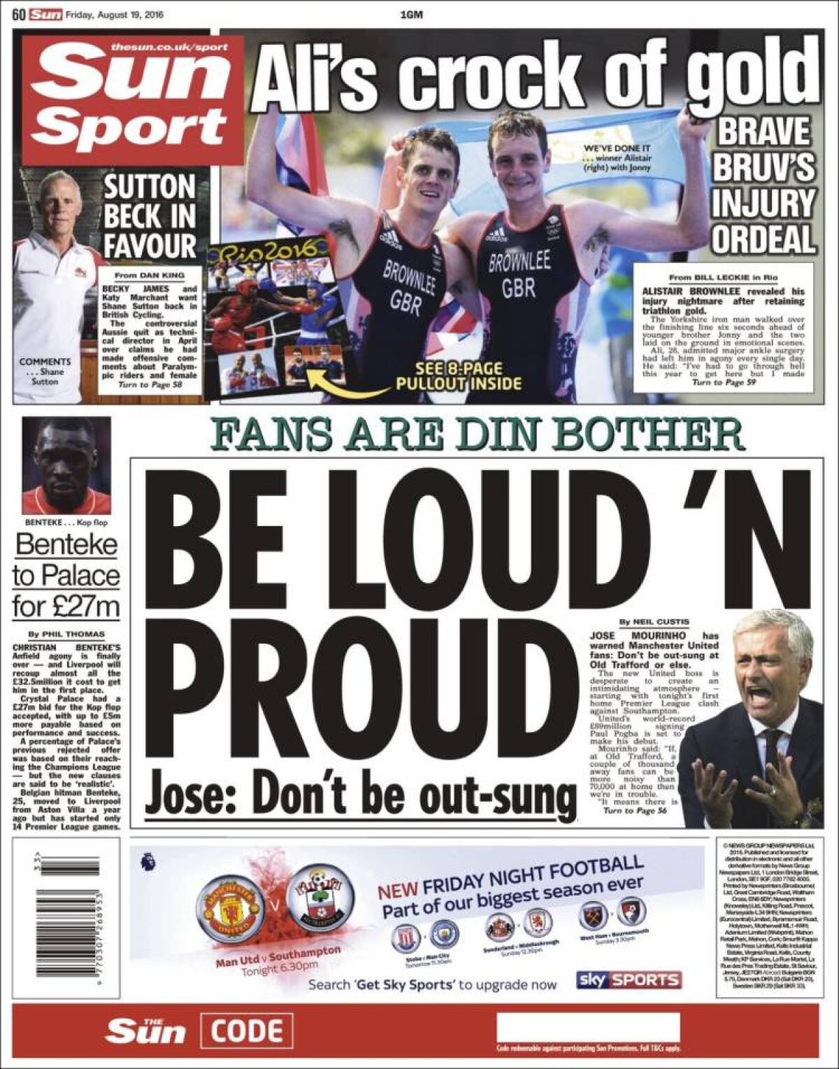 Ce scriu azi ziarele de sport din lume (19 august 2016)