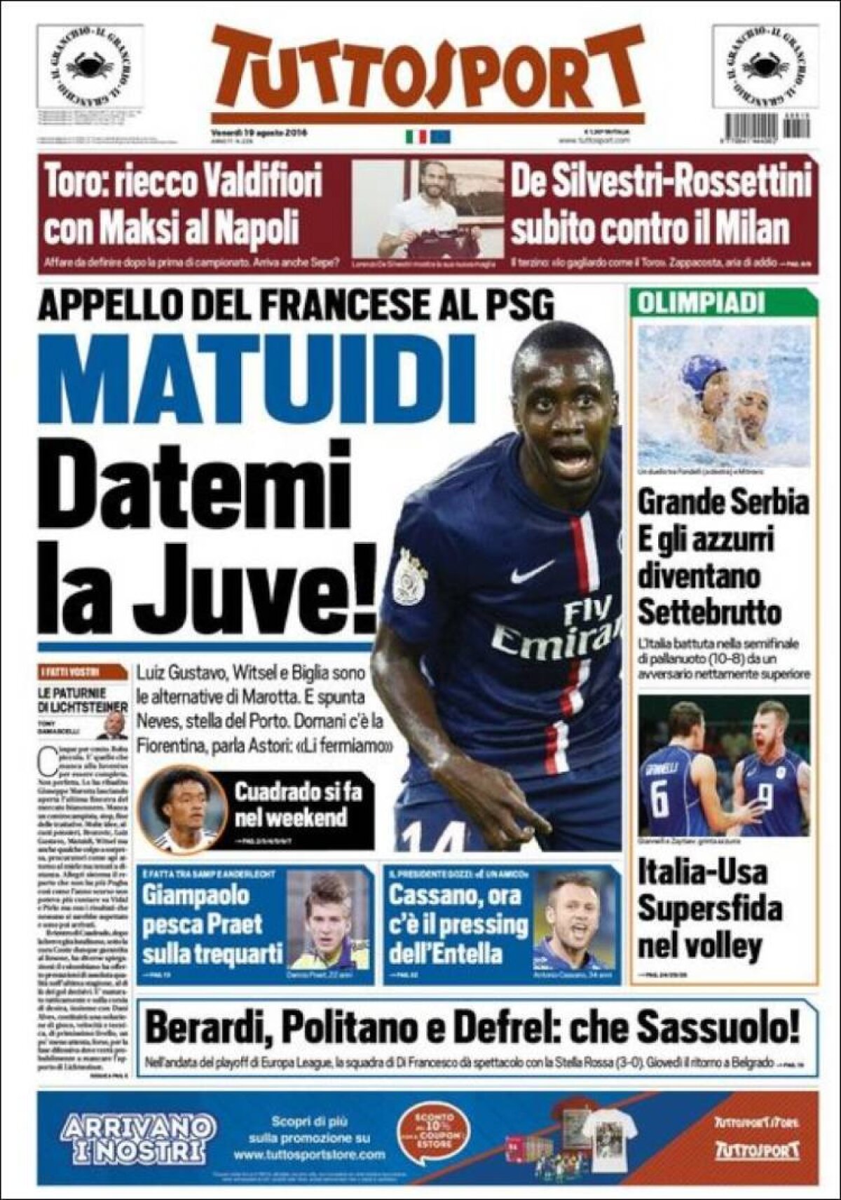 Ce scriu azi ziarele de sport din lume (19 august 2016)