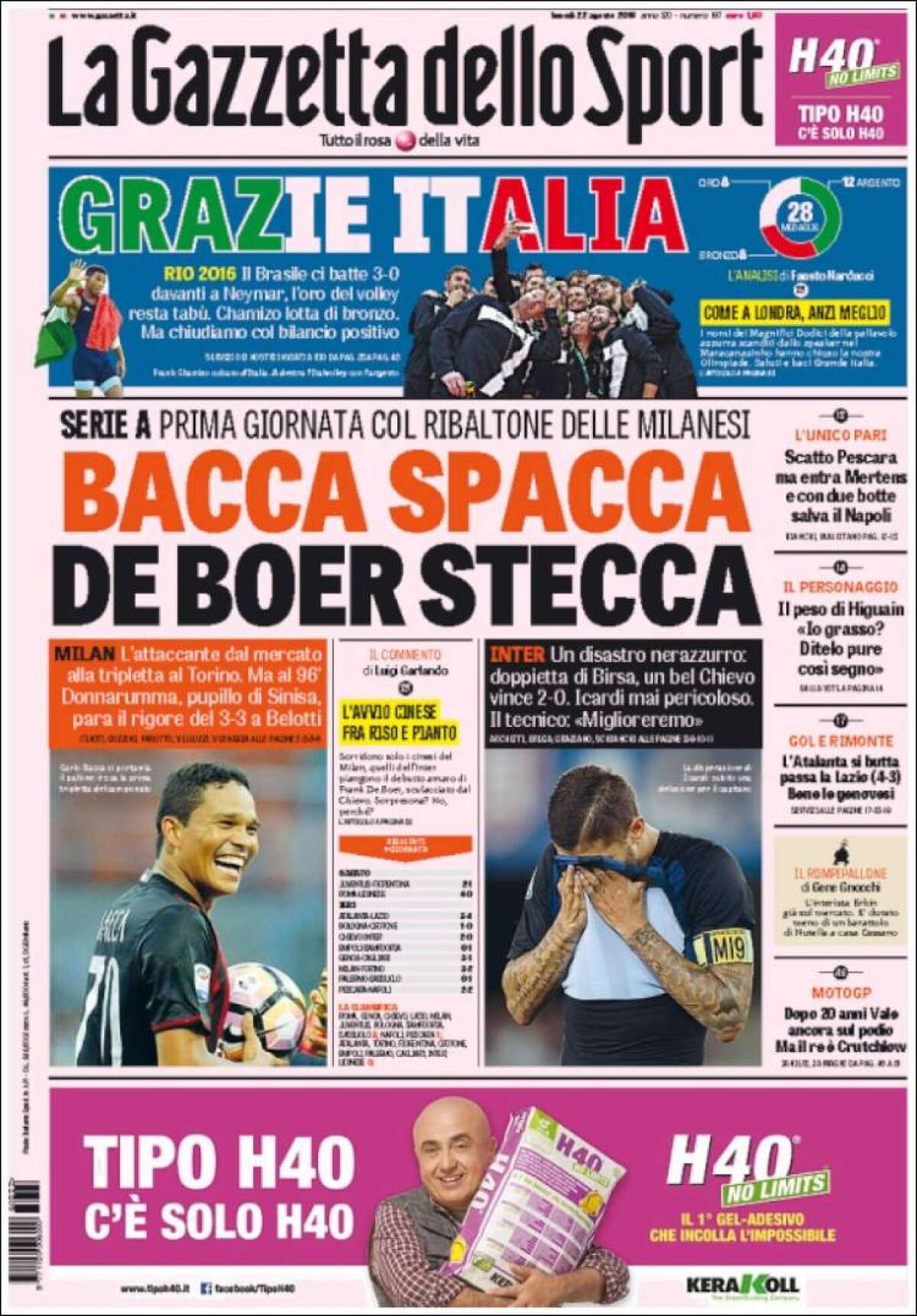 Ce scriu azi ziarele de sport din lume (22 august 2016)