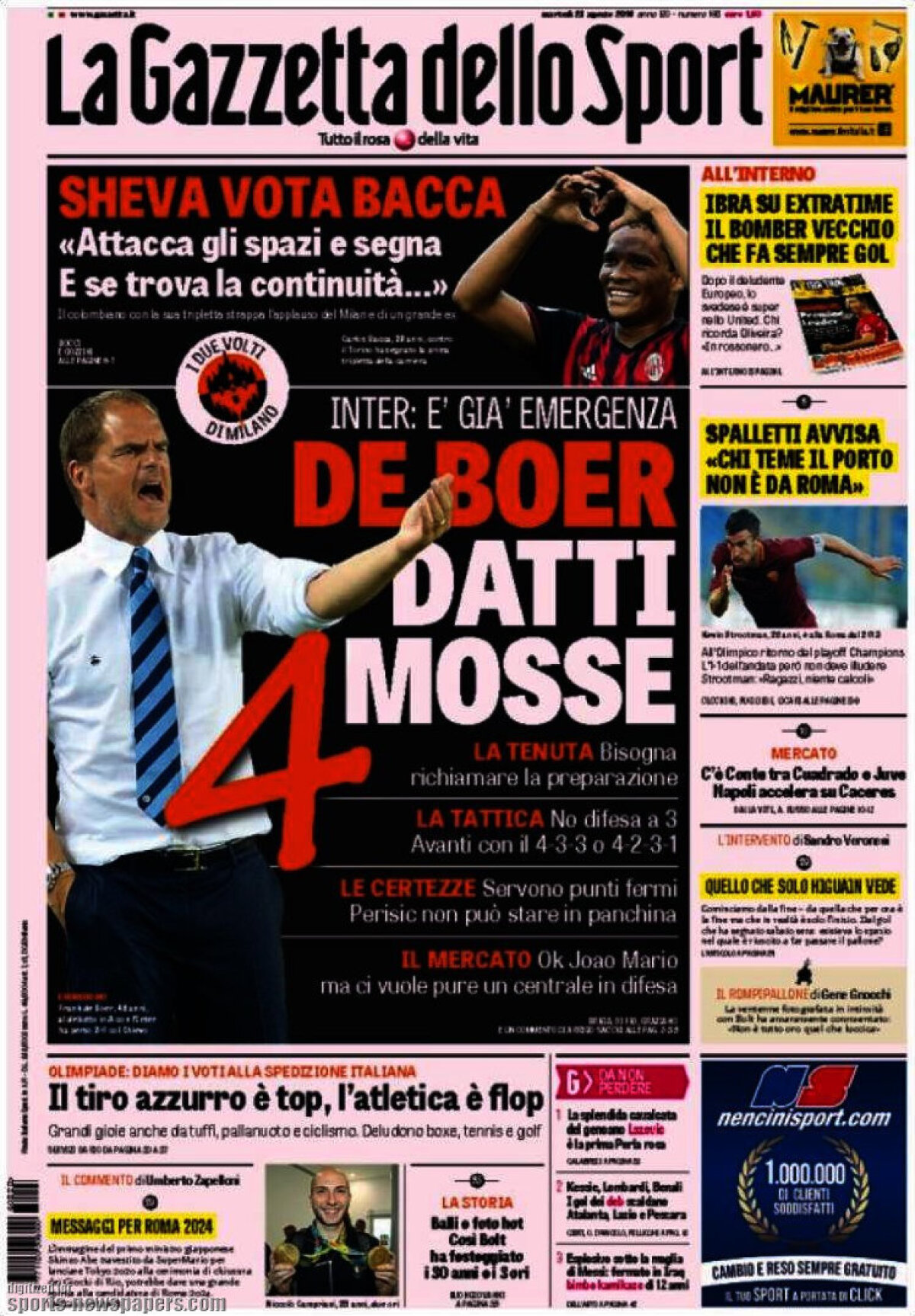 Ce scriu azi ziarele de sport din lume (23 august 2016)