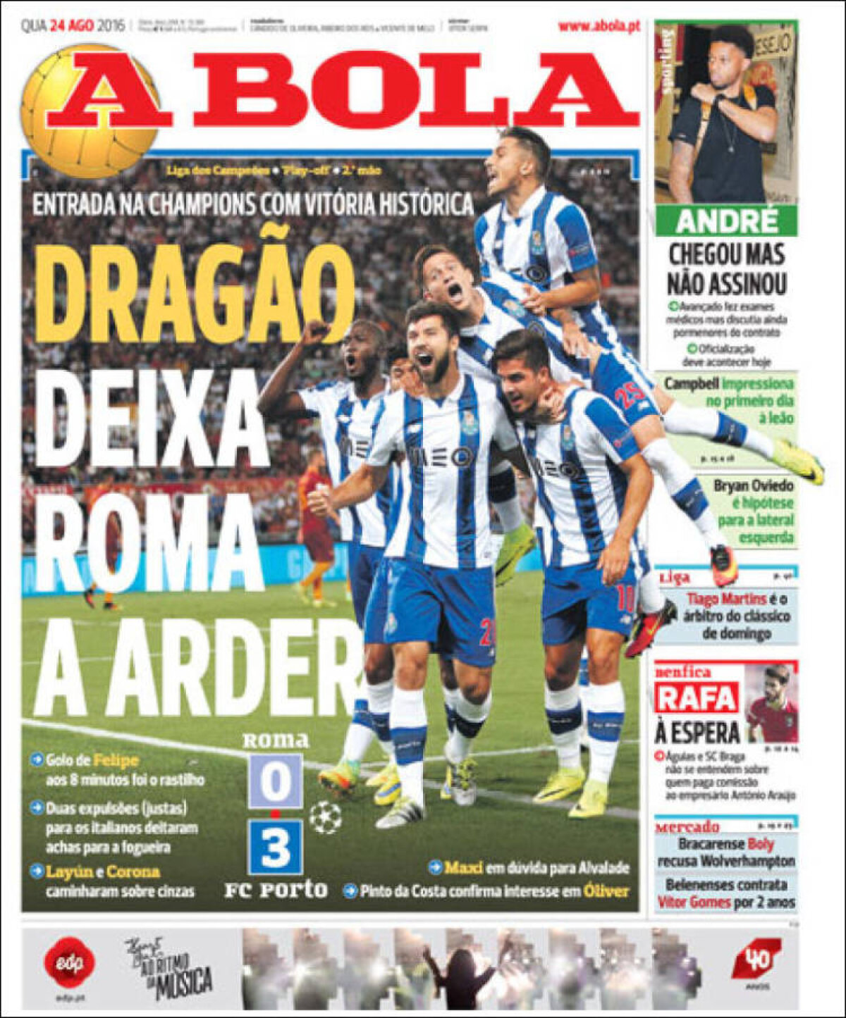 Ce scriu azi ziarele de sport din lume (24 august 2016)