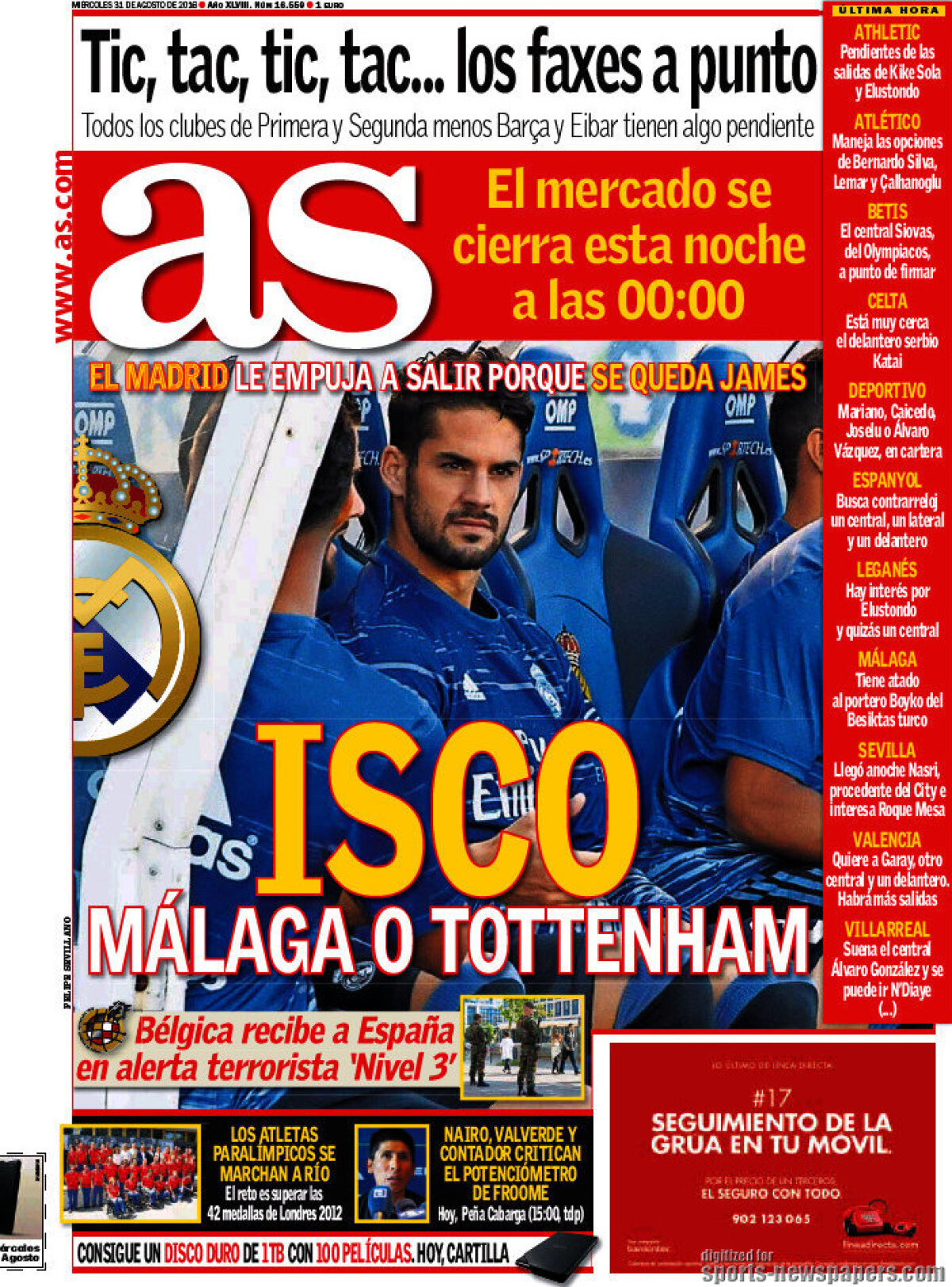 Ce scriu azi ziarele de sport din lume (31 august 2016)