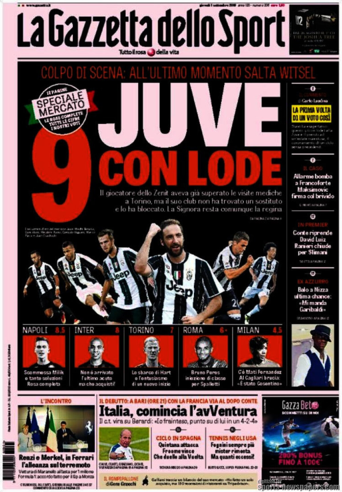 Ce scriu azi ziarele de sport din lume (1 septembrie 2016)