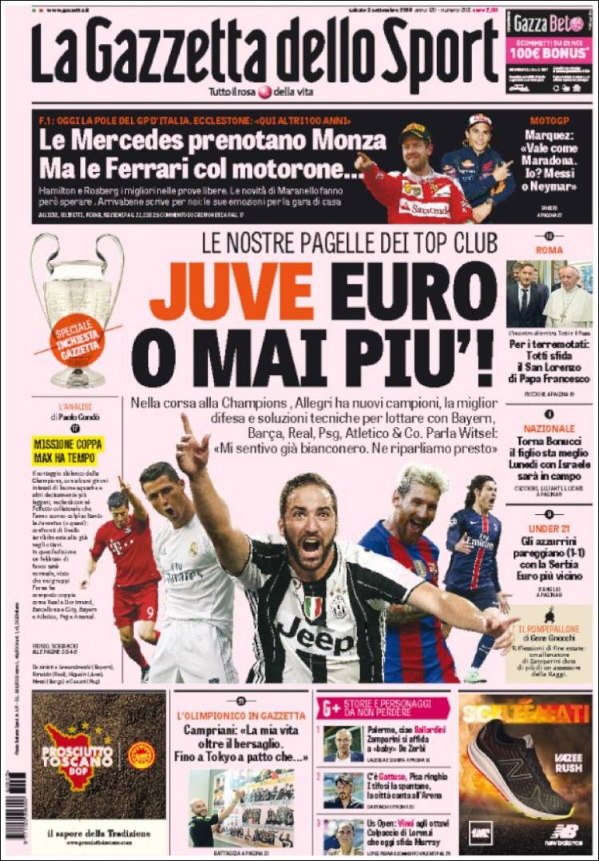 Ce scriu azi ziarele de sport din lume (3 septembrie 2016)