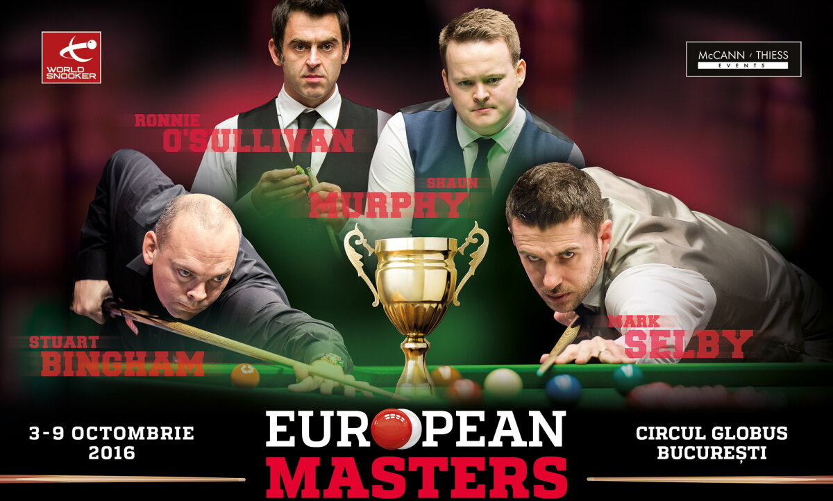 Ronnie O’Sullivan, Mark Selby, Neil Robertson sau Judd Trump vin la European Masters, în București! » Biletele s-au pus în vânzare!