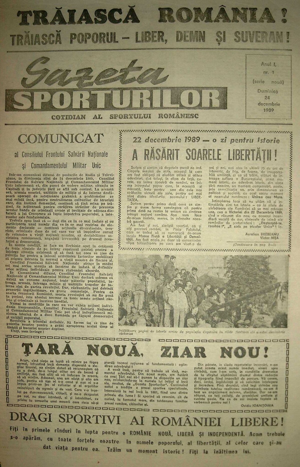 92 de ani de Gazetă » Primul număr a apărut la câteva luni după prima medalie la Jocurile Olimpice: costa 3 lei și avea 6 pagini