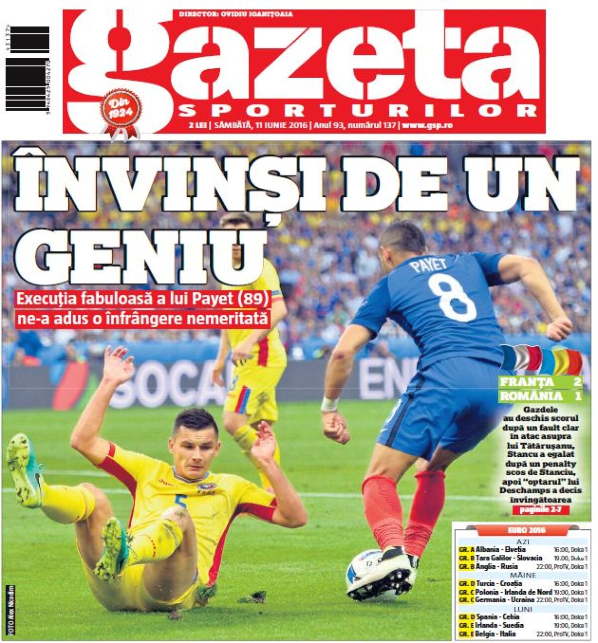 92 de ani de Gazetă » Primul număr a apărut la câteva luni după prima medalie la Jocurile Olimpice: costa 3 lei și avea 6 pagini