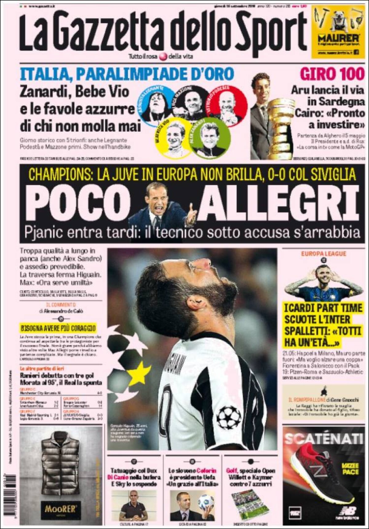 Ce scriu azi ziarele de sport din lume (15 septembrie 2016)