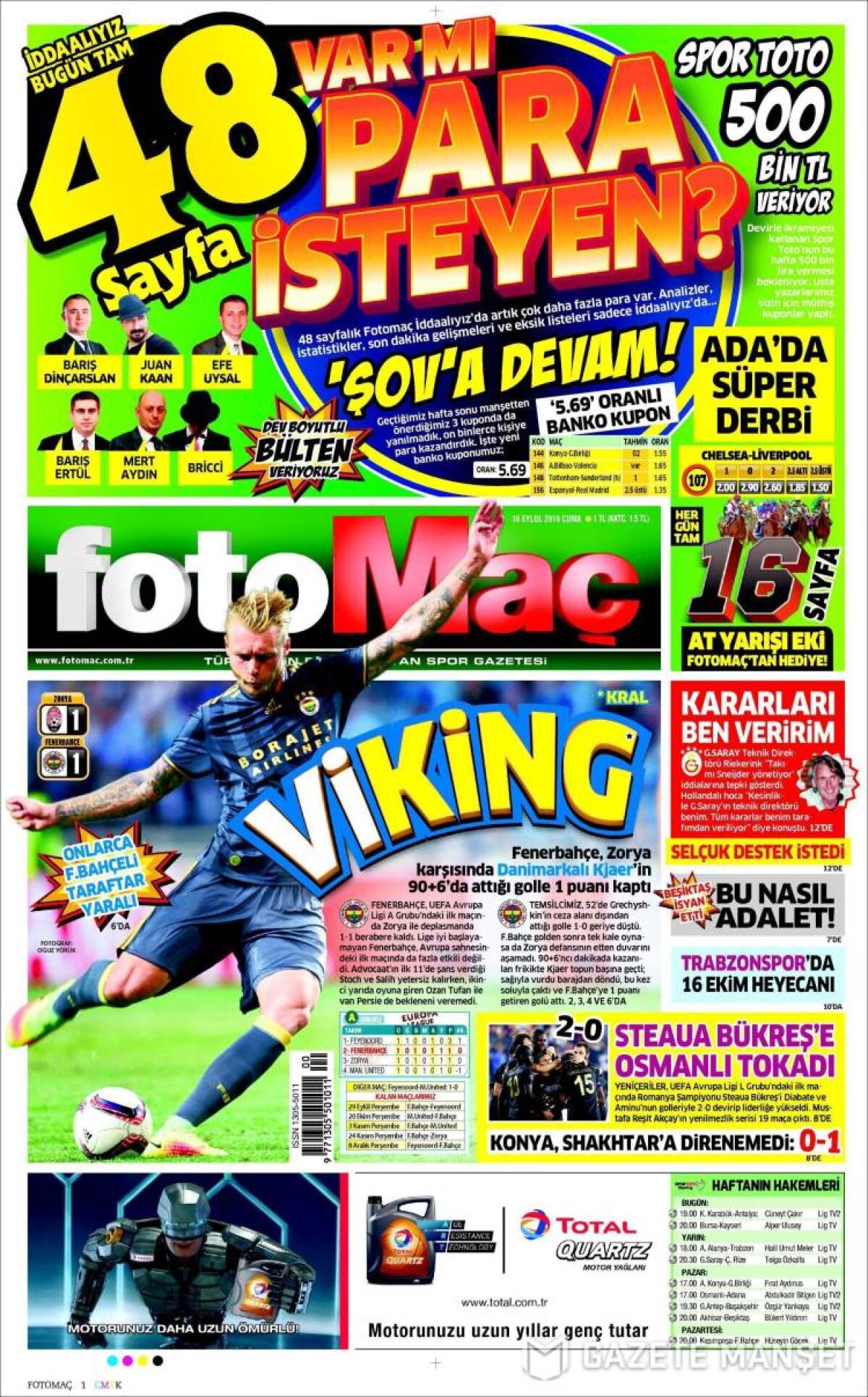 Ce scriu azi ziarele de sport din lume (16 septembrie 2016)