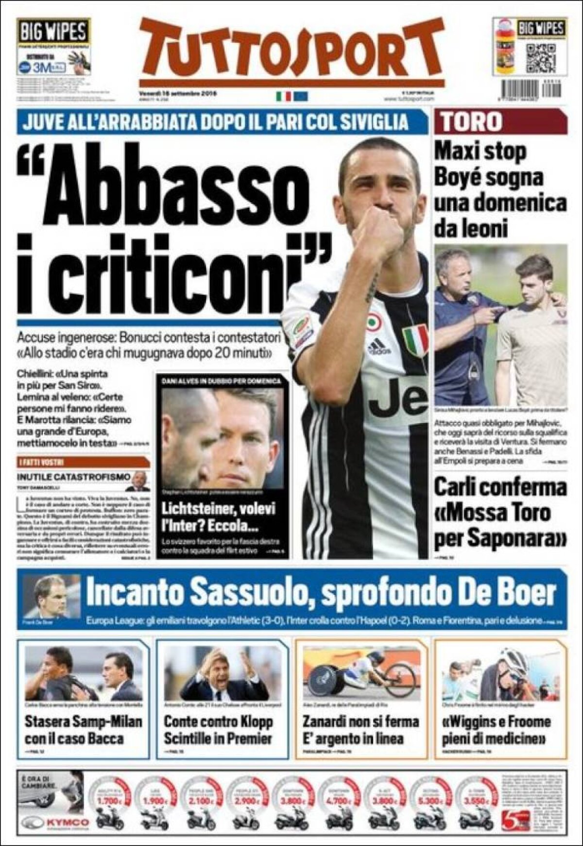 Ce scriu azi ziarele de sport din lume (16 septembrie 2016)