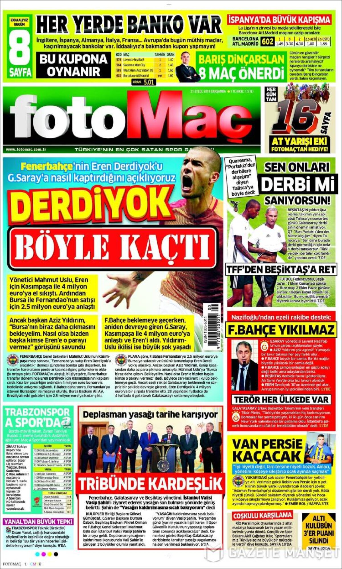 Ce scriu azi ziarele de sport din lume (21 septembrie 2016)