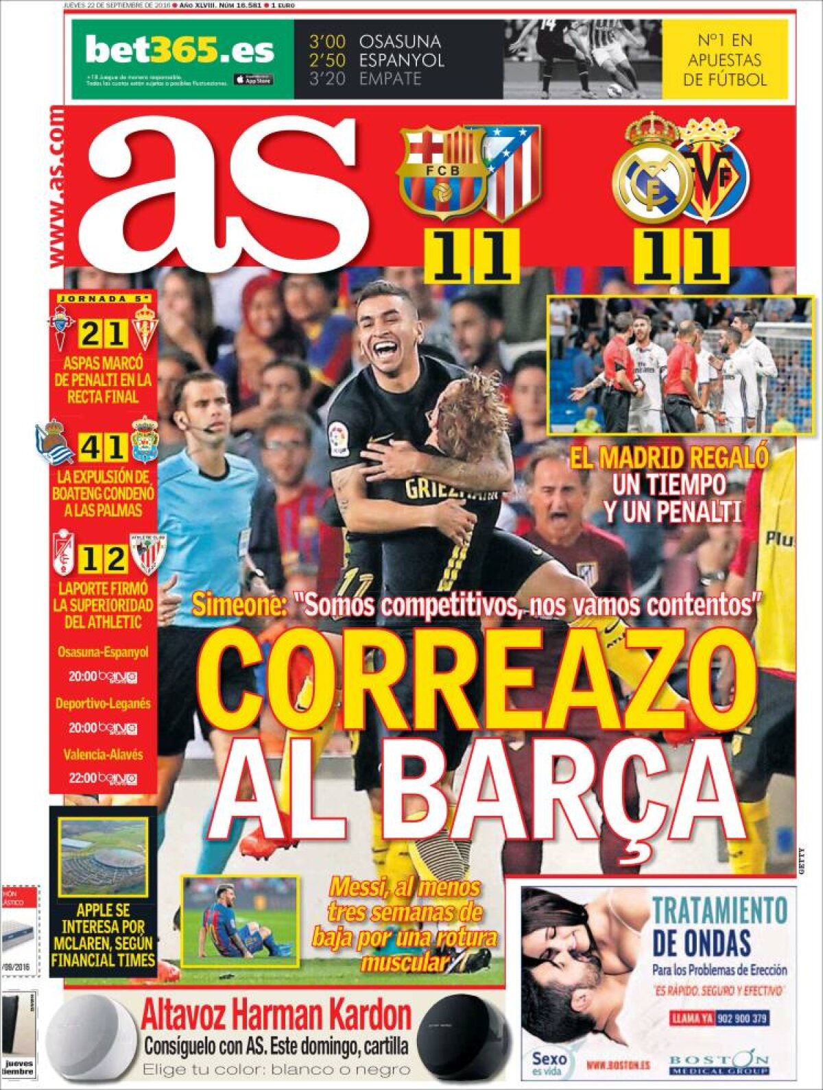 Ce scriu azi ziarele de sport din lume (22 septembrie 2016)