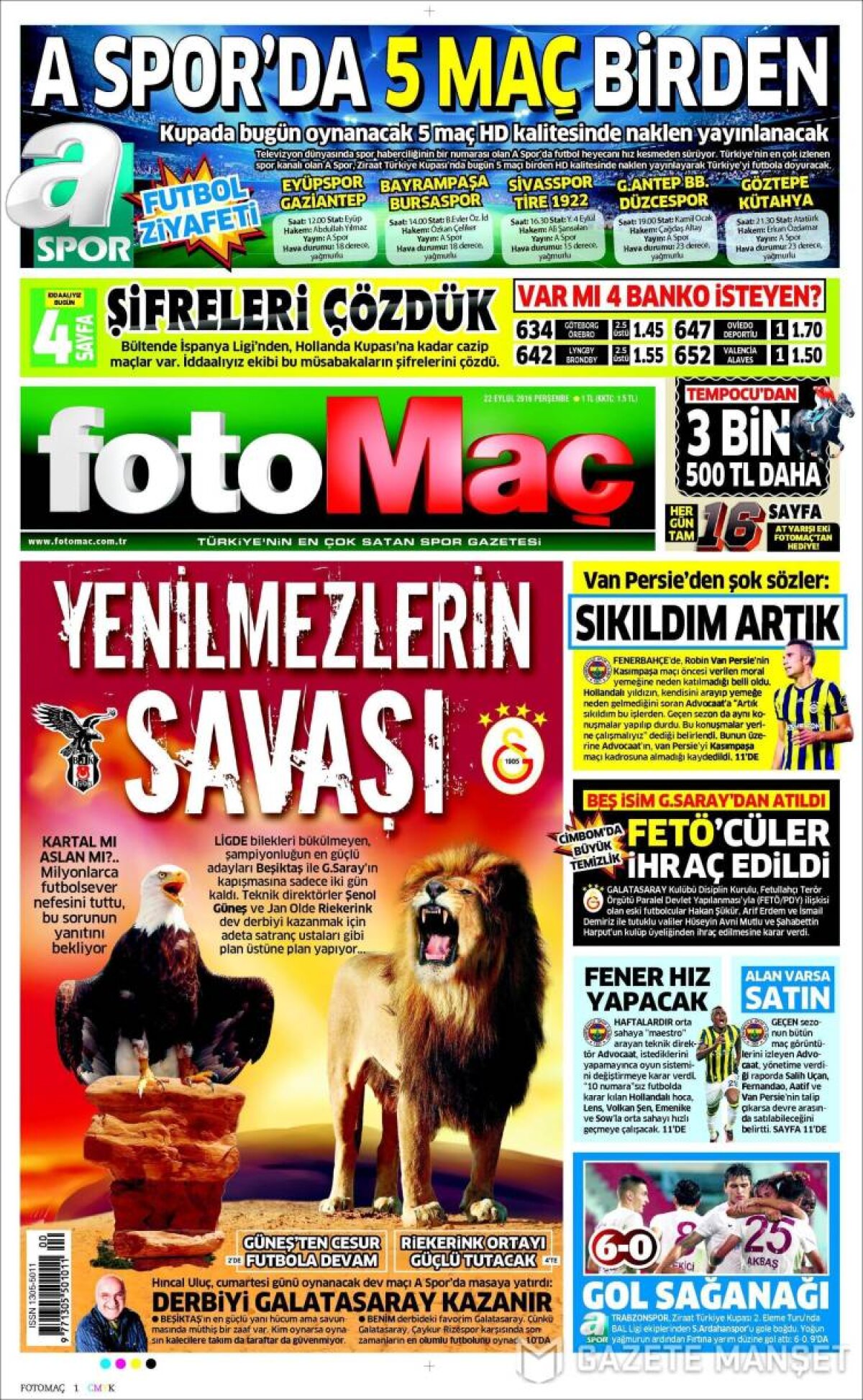 Ce scriu azi ziarele de sport din lume (22 septembrie 2016)