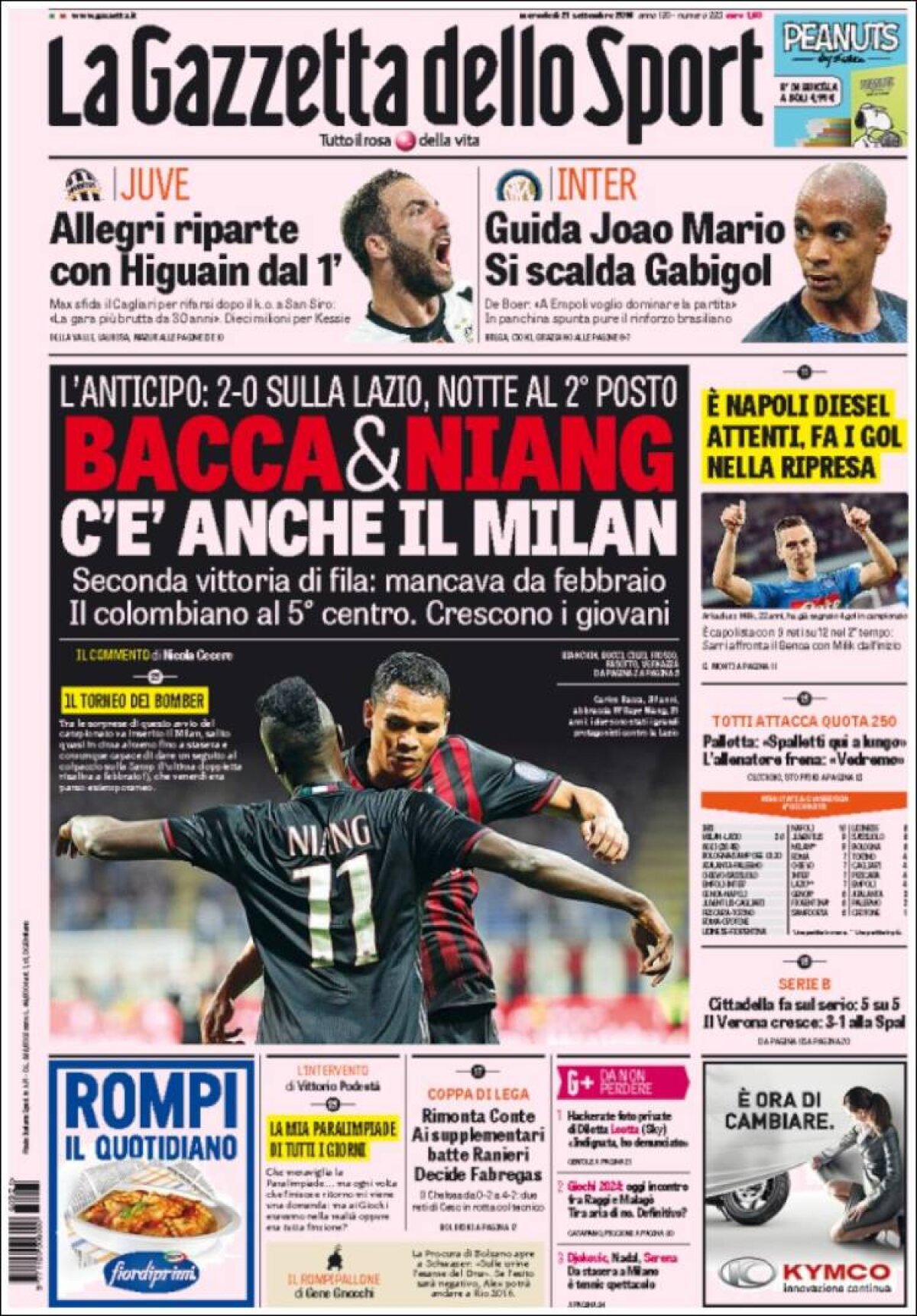 Ce scriu azi ziarele de sport din lume (22 septembrie 2016)