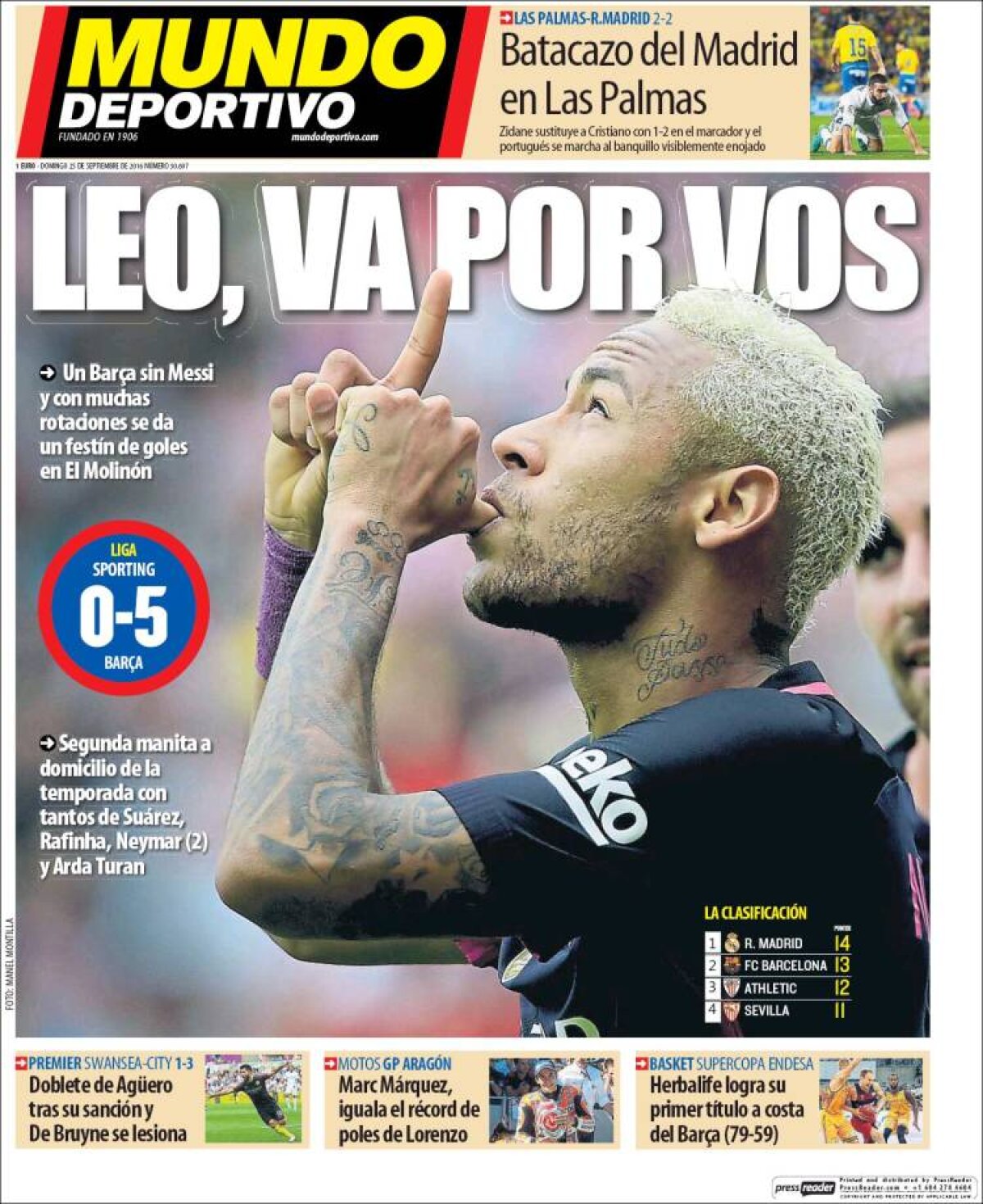 Ce scriu azi ziarele de sport din lume (25 septembrie 2016)