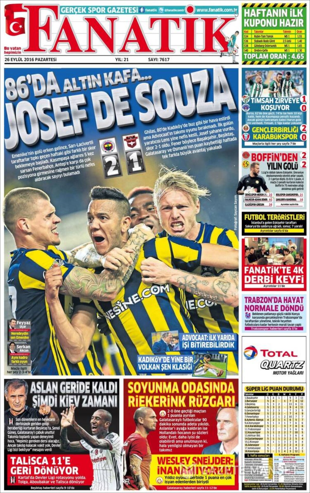 Ce scriu azi ziarele de sport din lume (26 septembrie 2016)