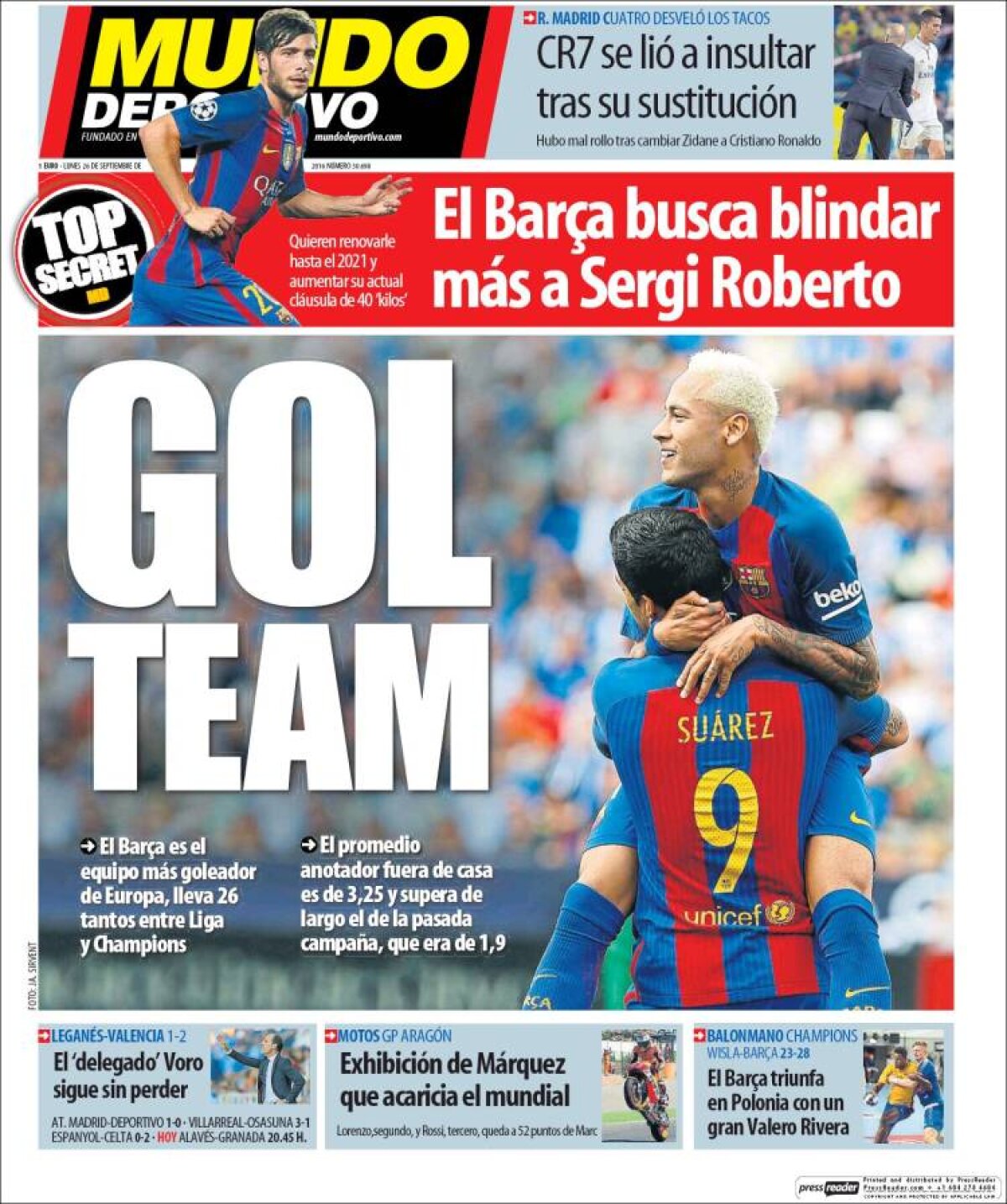 Ce scriu azi ziarele de sport din lume (26 septembrie 2016)