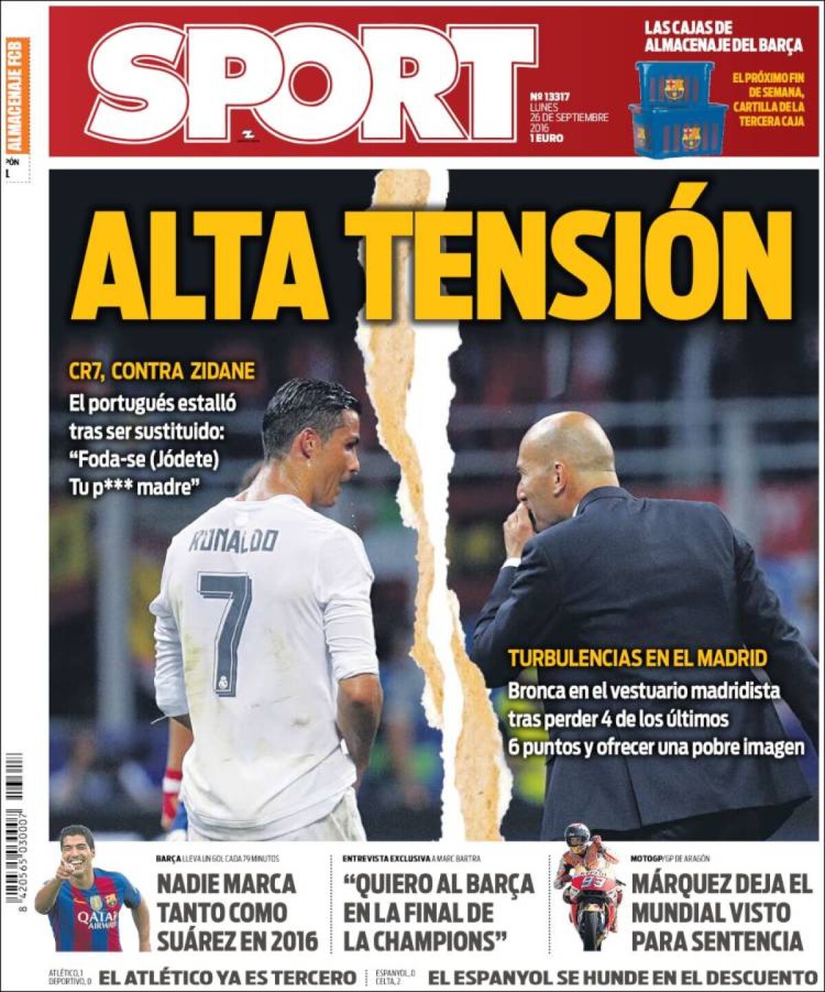 Ce scriu azi ziarele de sport din lume (26 septembrie 2016)