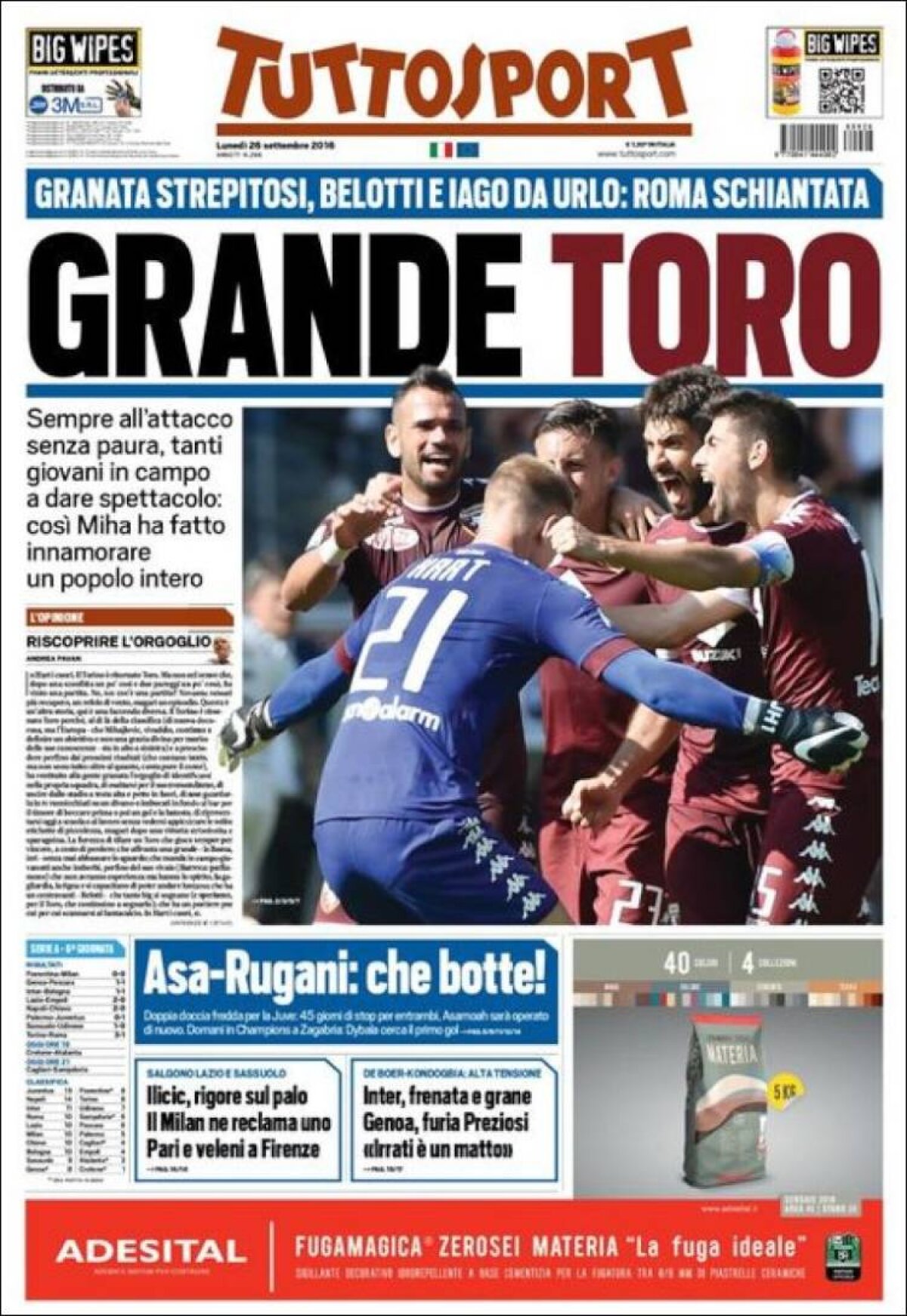 Ce scriu azi ziarele de sport din lume (26 septembrie 2016)