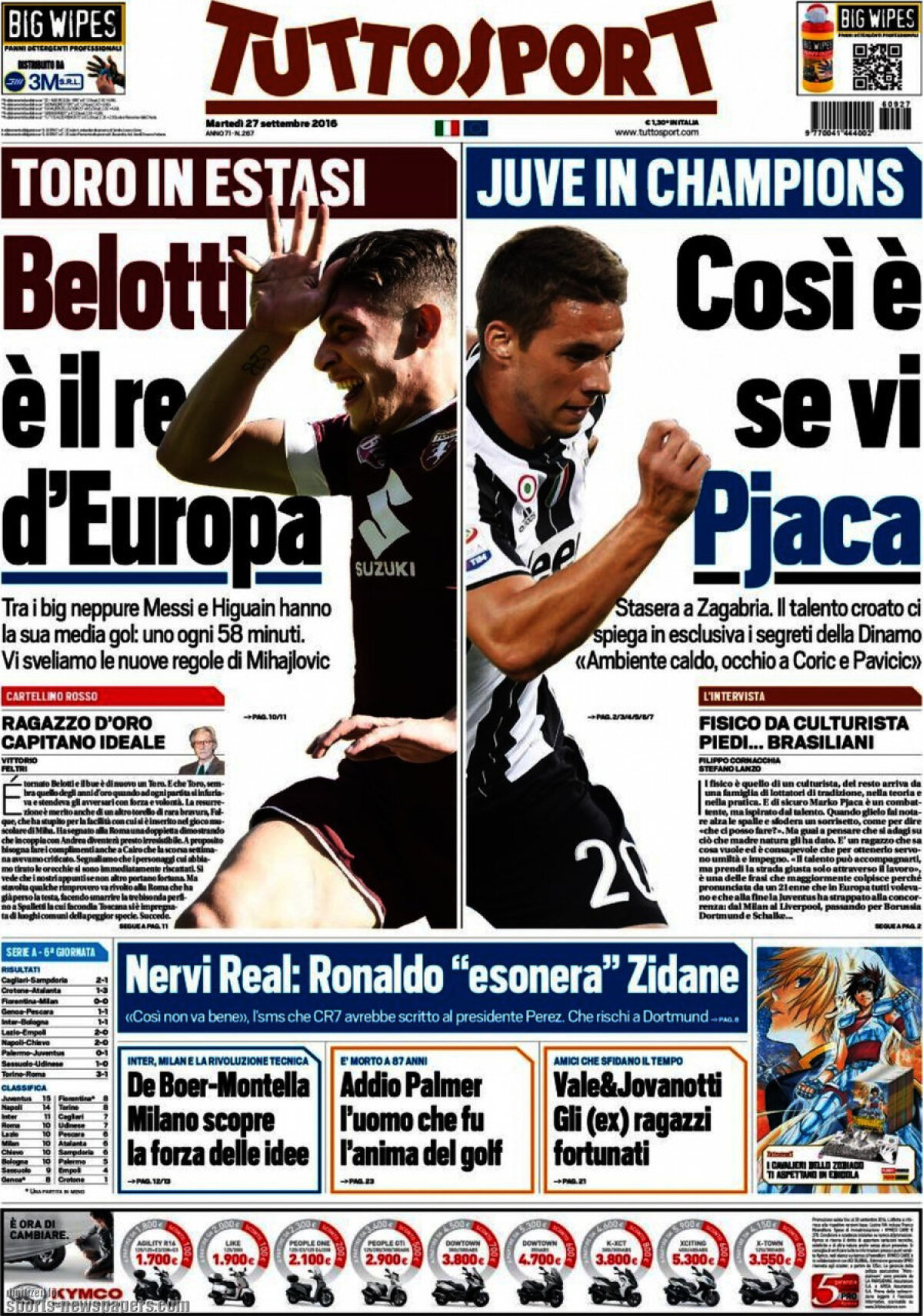 Ce scriu azi ziarele de sport din lume (27 septembrie 2016)