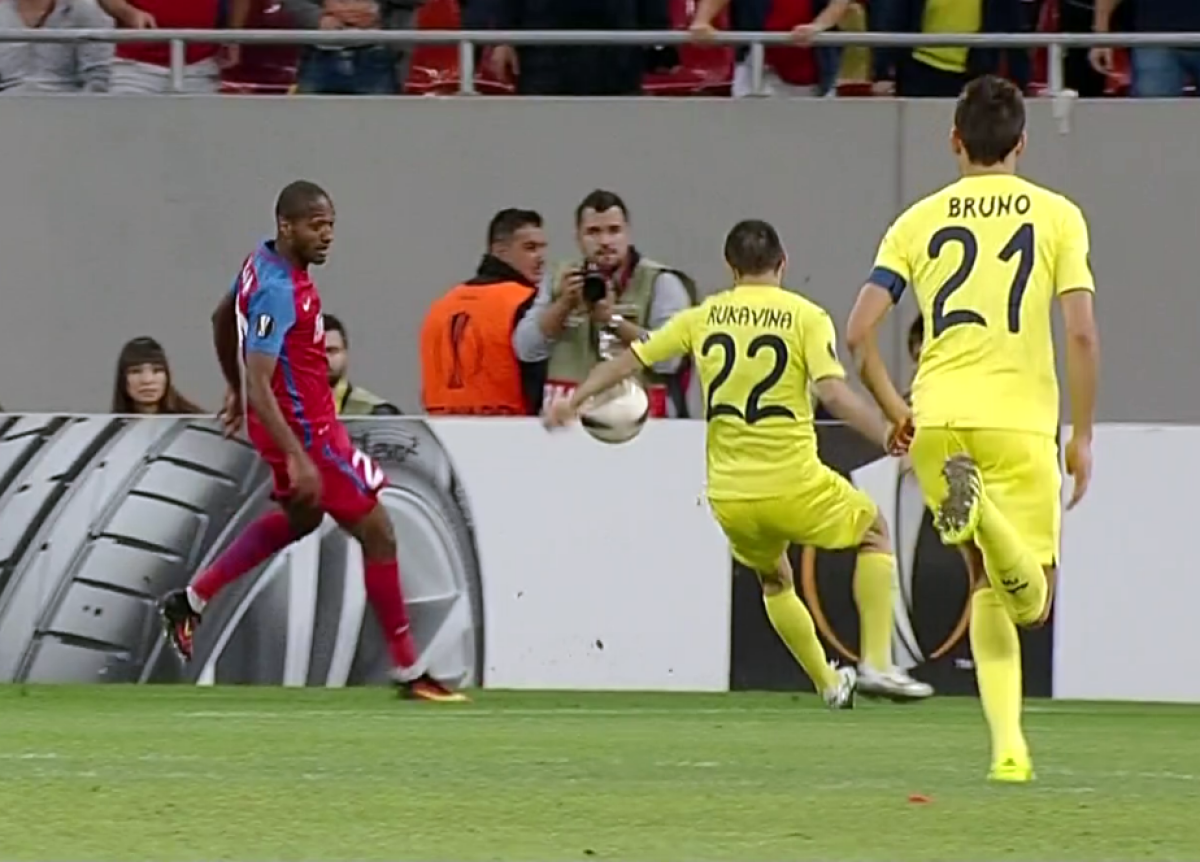 FOTO Steaua a avut penalty în meciul cu Villarreal! Imaginile care confirmă hențul evident al lui Rukavina